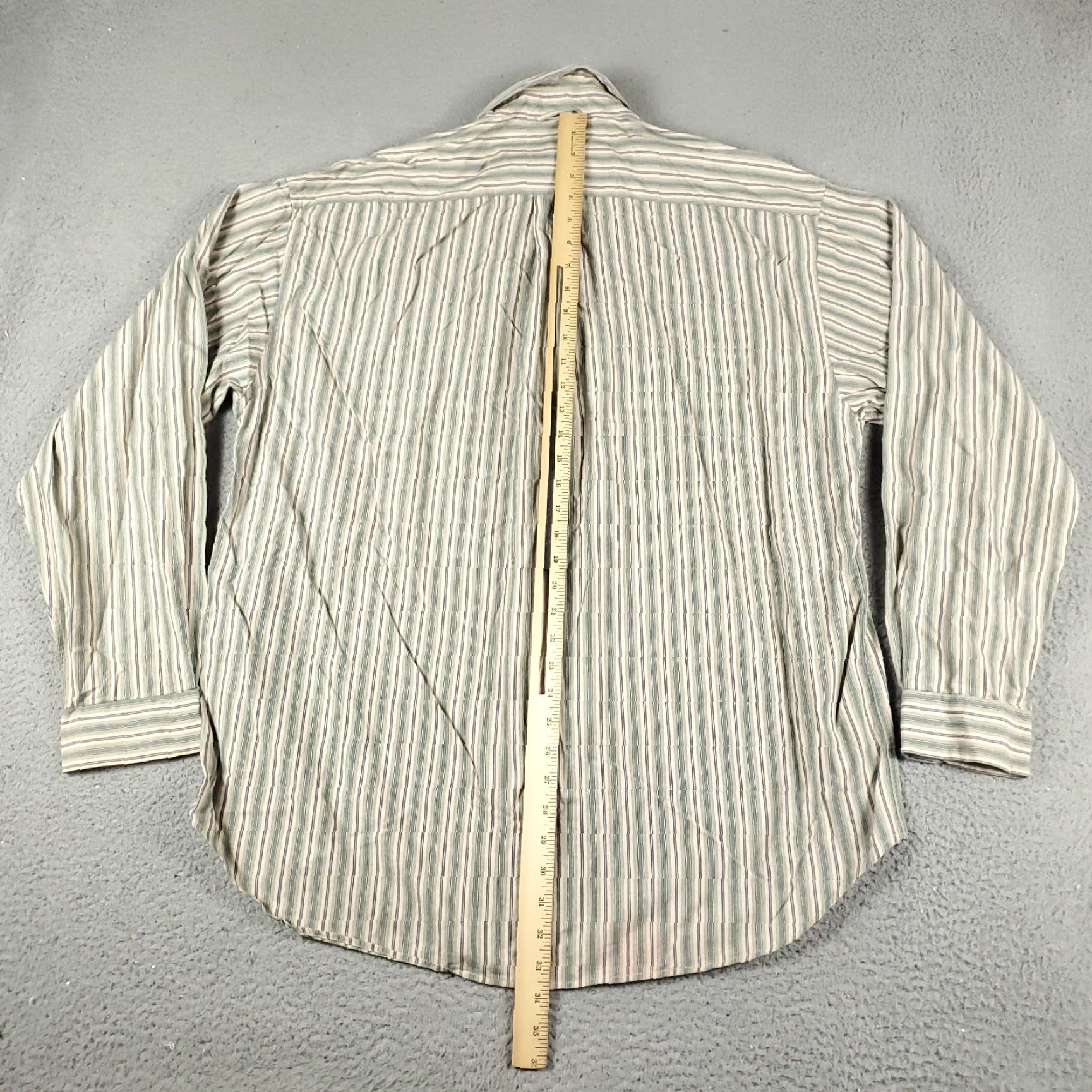 Tommy Hilfiger Tommy Hilfiger Shirt XL Beige Green Striped Button-Up Long Sleeve Stained Mens Size US XL / EU 56 / 4 - 7 Thumbnail