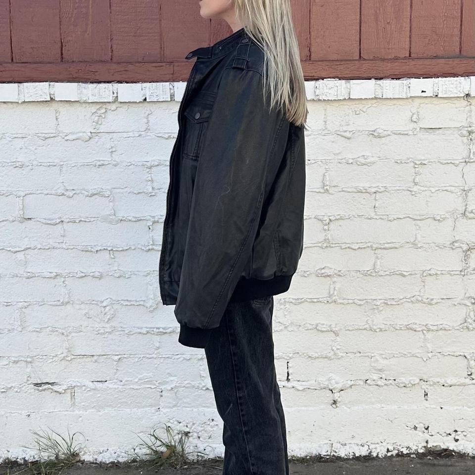 Structure Black Faux Leather and Sherpa Bomber Jacket Size US XXL / EU 58 / 5 - 6 Thumbnail