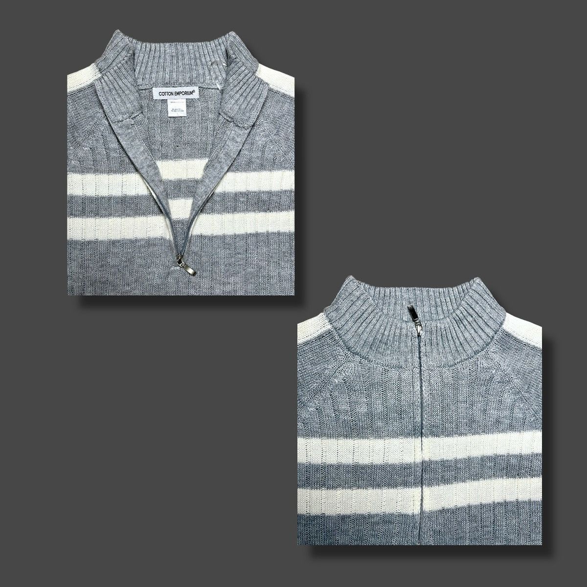 Other Cotton Emporium Women’s Gray White Zip Up Crop Sweater Sz L Size L / US 10 / IT 46 - 9 Thumbnail