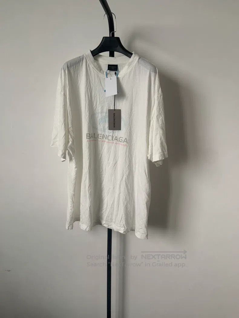 Balenciaga Distressed blue label logo letter pattern print