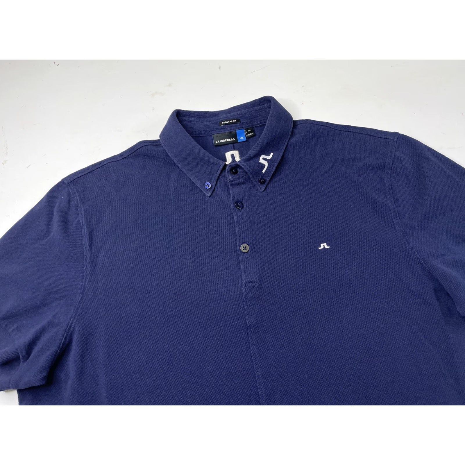 J.Lindeberg J.Lindeberg Polo Shirt Mens XL Navy Blue Rubi Tour Pique Golf Logo Shirt Men Blue Cotton Short Sleeve Size US XL / EU 56 / 4 - 2 Thumbnail