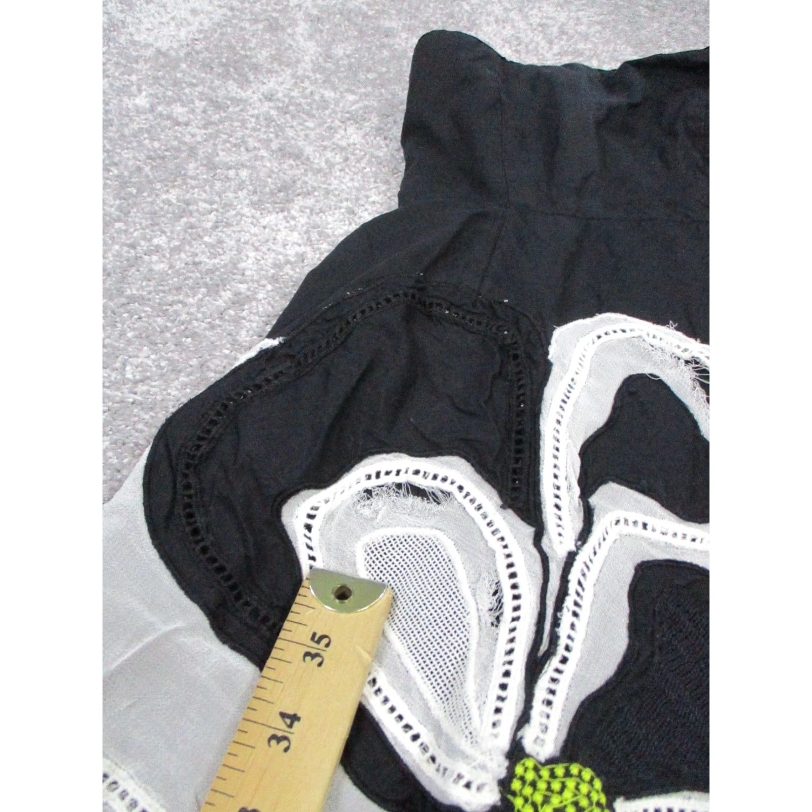 Vintage Maeve Dress Blouson Womens 2 Petite Black Embroidered Cotton Floral Size XS / US 0-2 / IT 36-38 - 7 Thumbnail