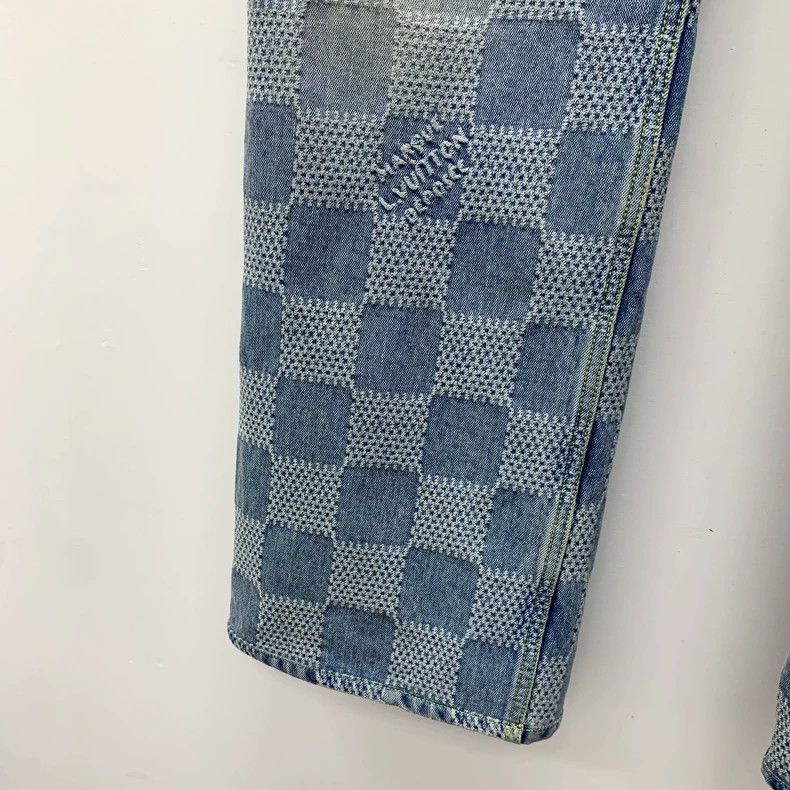 Louis Vuitton Louis Vuitton Blue washed-and-used checkerboard cotton cas Size US 32 / EU 48 - 5 Thumbnail