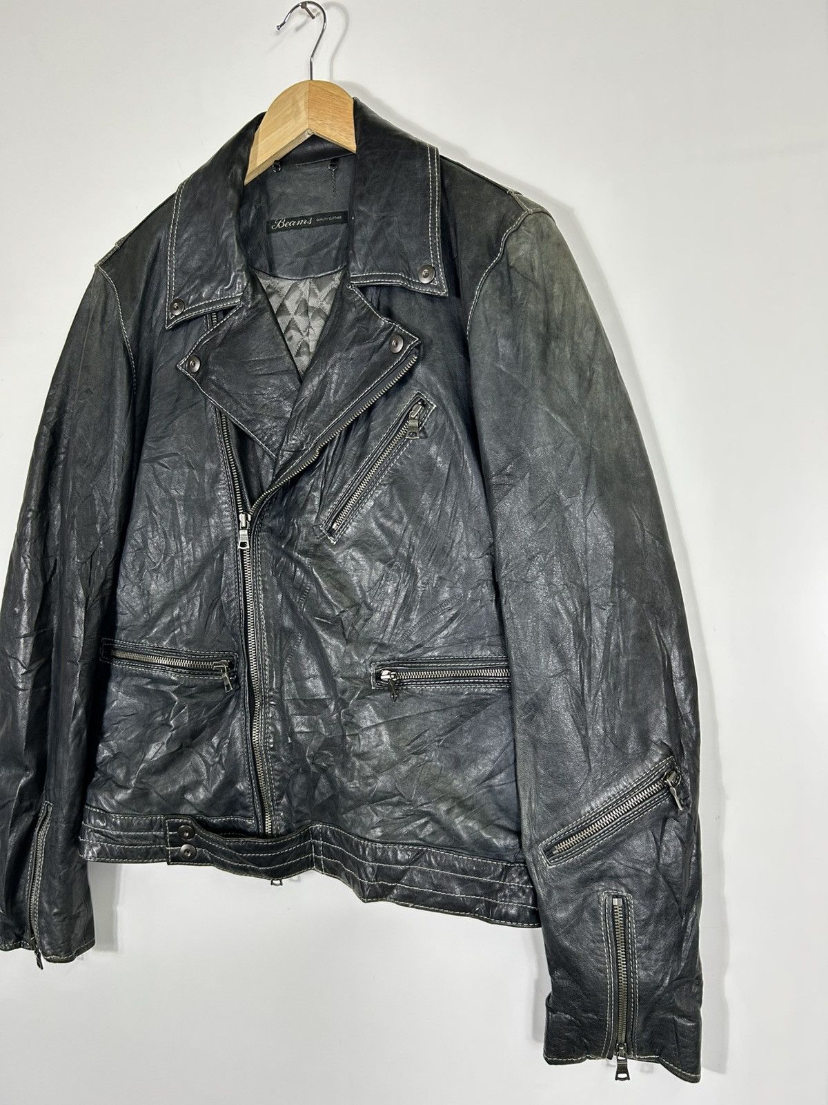 Beams Japan 🔥Beams Japan Leather Riders Double Collar Jacket Size US L / EU 52-54 / 3 - 3 Thumbnail