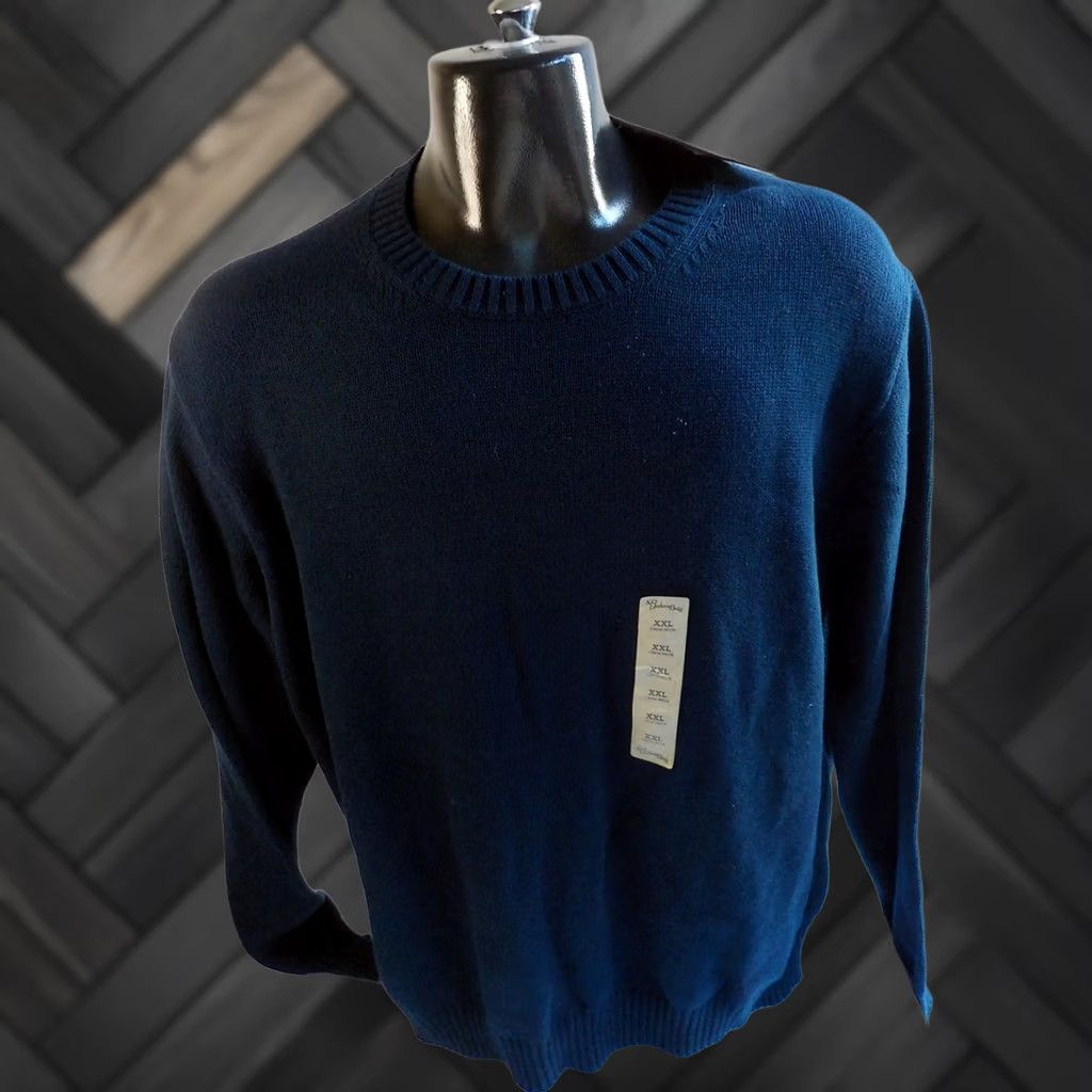 Vintage St. John's Bay Mens CrewNeck Pullover Sweater Blue 100% Cotton XXL NWT Size US XXL / EU 58 / 5 - 1 Thumbnail