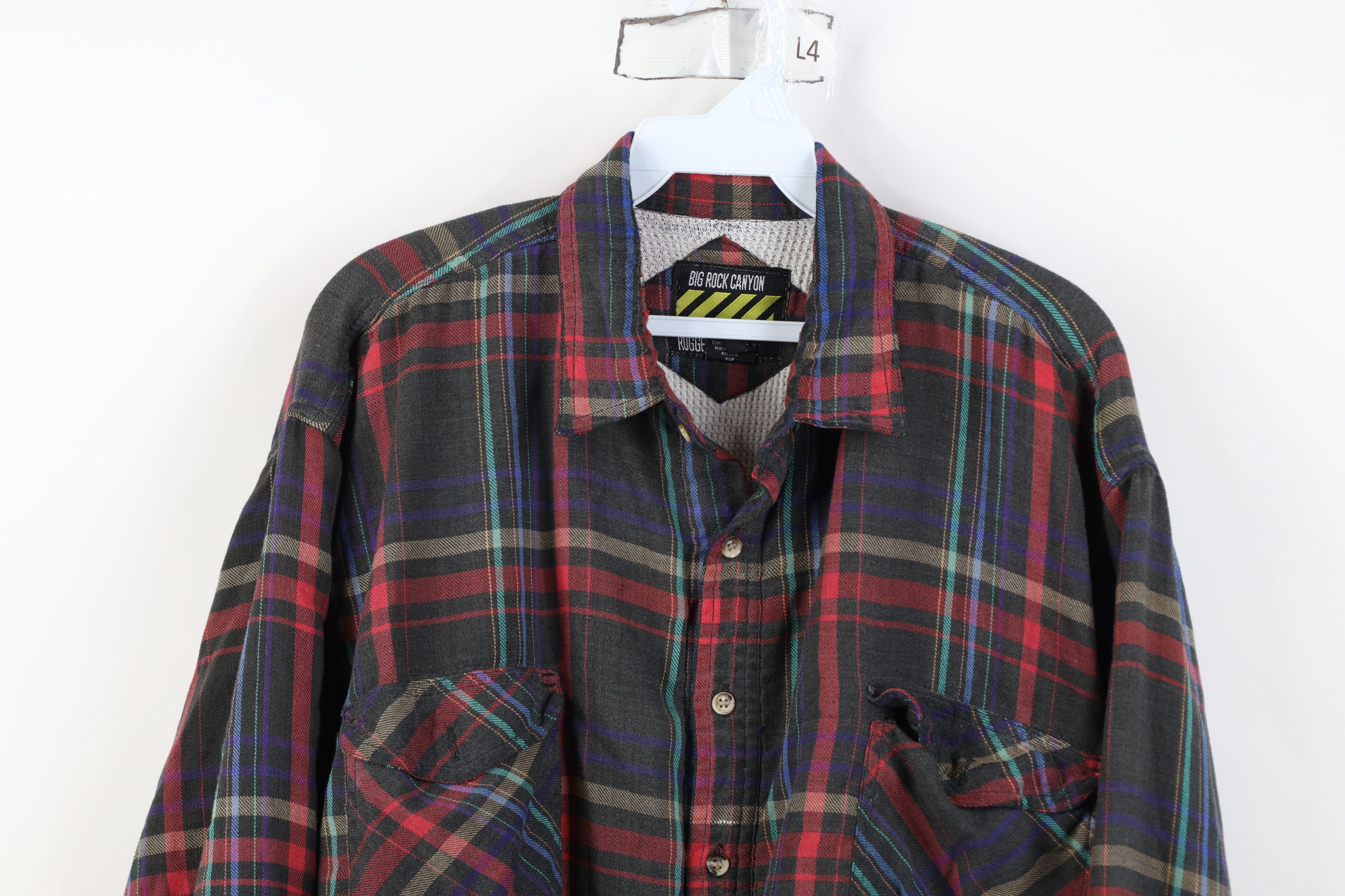 Vintage Vintage 90s Streetwear Waffle Lined Flannel Shirt Jacket Jac Size US L / EU 52-54 / 3 - 2 Thumbnail
