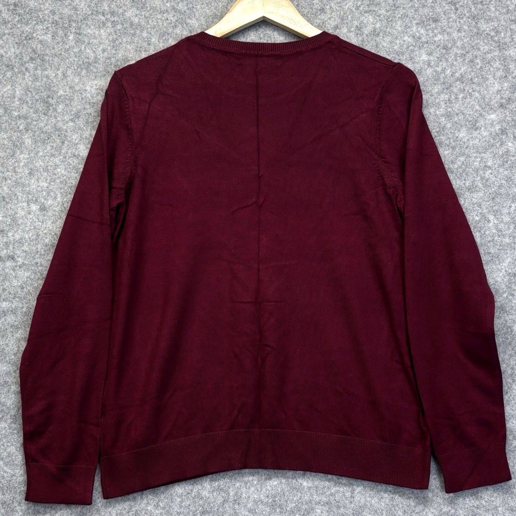 Vintage Bonmarche UK14 Burgundy Crew Neck Pullover Metal Star Design - Womens Regular Jumper Size XL / US 12-14 / IT 48-50 - 2 Thumbnail
