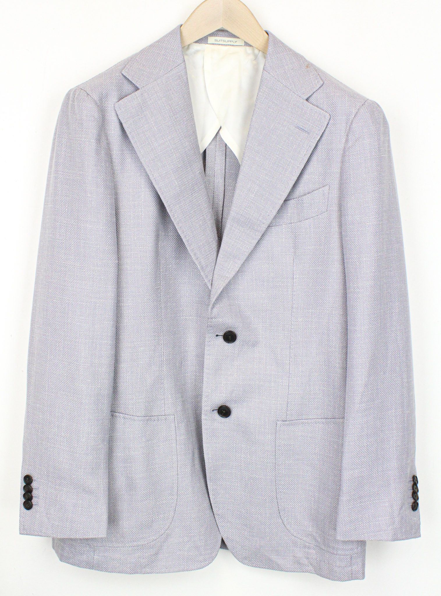 image of Suitsupply Havana Uk40R Lilac Melange Wool Silk Linen Cashmere 71298 in Purple, Men's