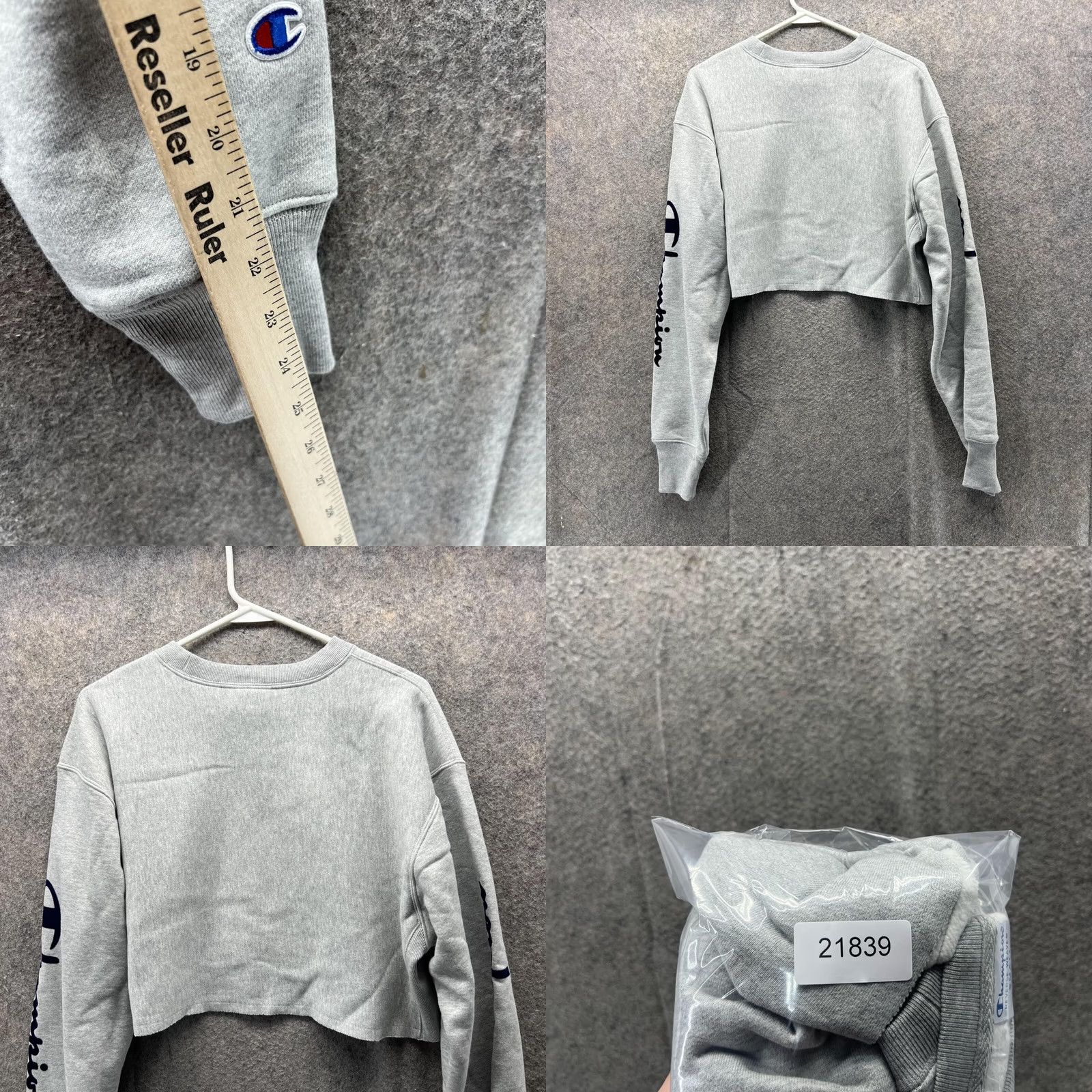 Champion VINTAGE Champion Sweater Women Small Gray Pullover Cropped Reverse Weave Big C Crew Neck Long Sleeve Size S / US 4 / IT 40 - 8 Thumbnail