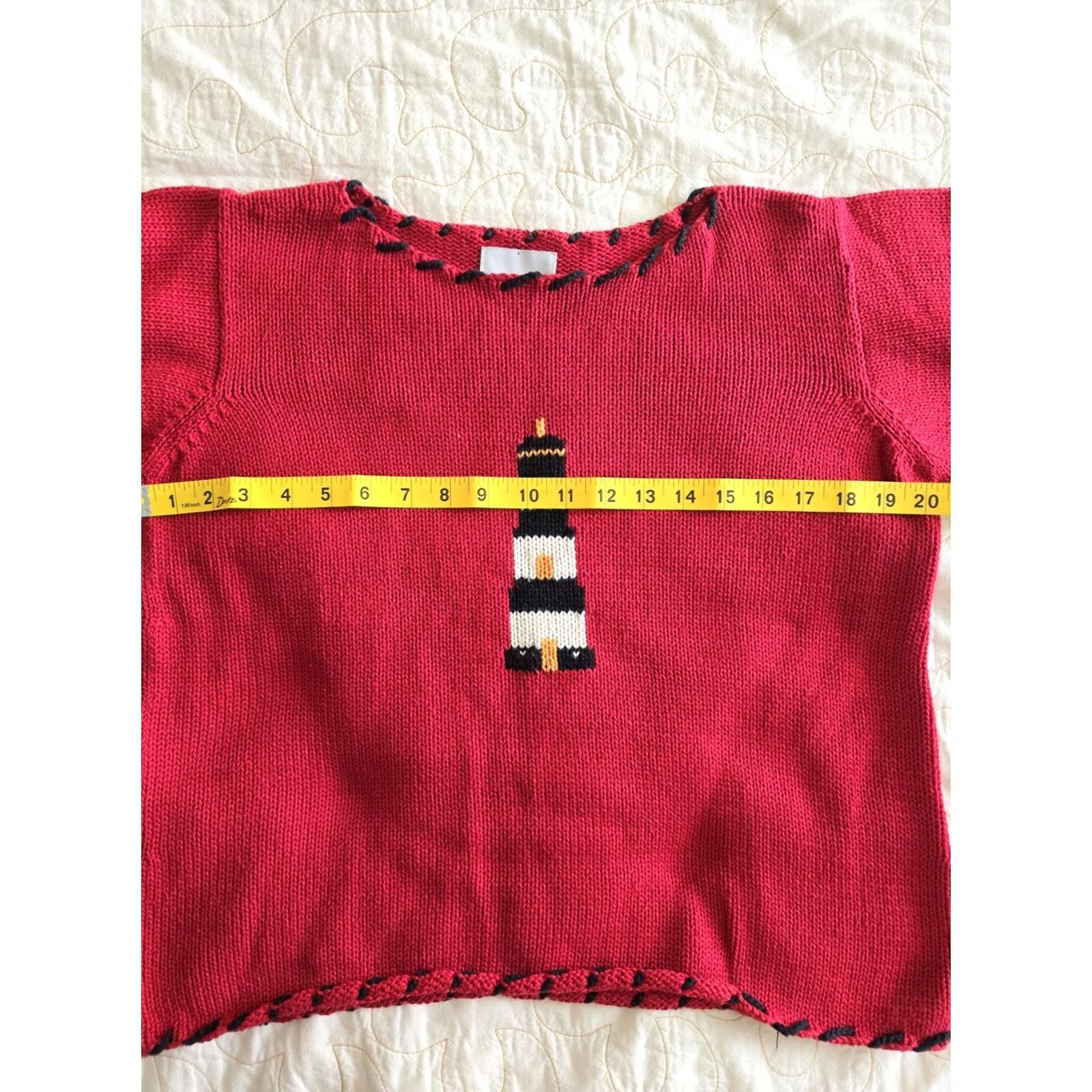 Vintage VINTAGE Red Hand Knitted Lighthouse Sweater Womens Small 1990s Monterey Bay Size S / US 4 / IT 40 - 7 Thumbnail