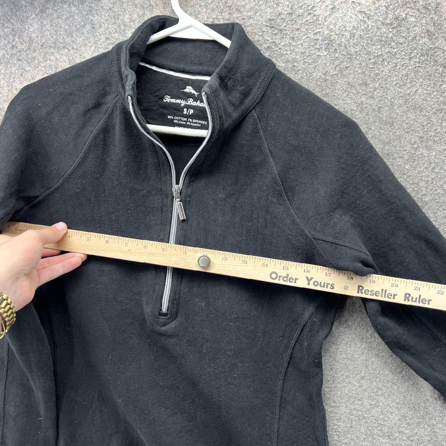Tommy Bahama VINTAGE Tommy Bahama Sweater Womens Small Black Half Zip Pullover Cotton Blend Top Size S / US 4 / IT 40 - 4 Thumbnail