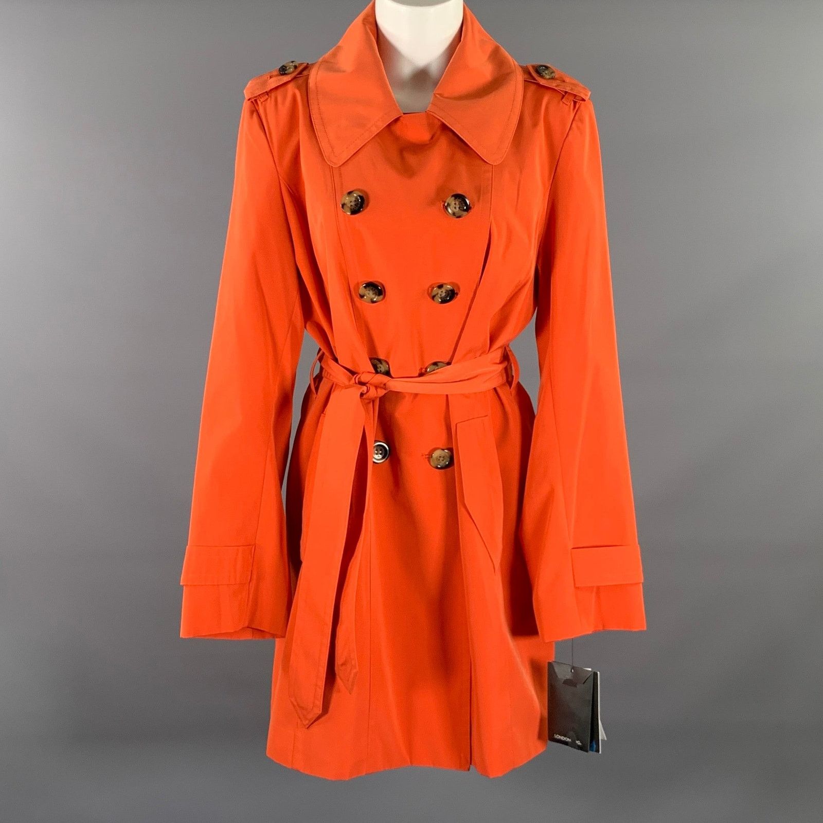 London Fog LONDON FOG Orange Polyester Double Breasted Trench Coat L Size L / US 10 / IT 46 - 1 Thumbnail