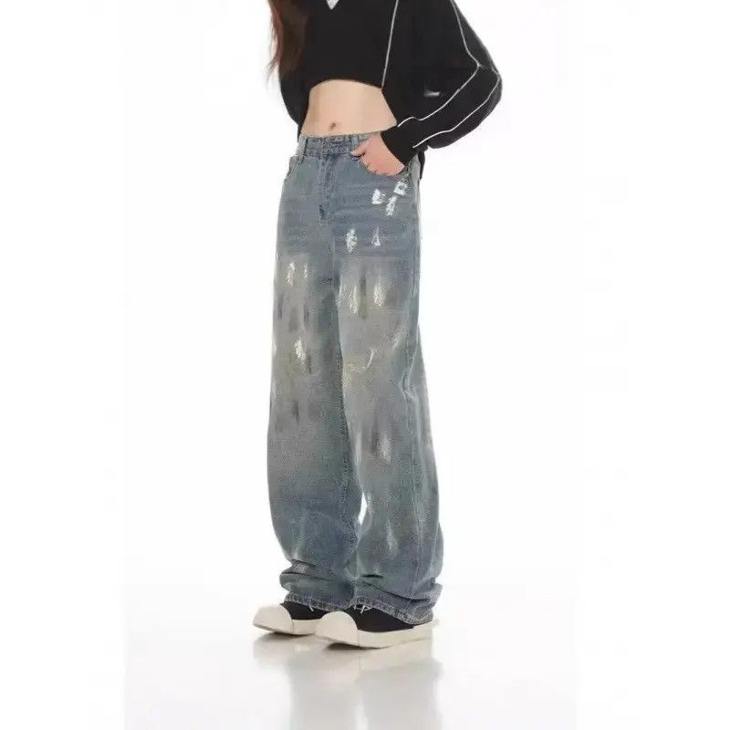 Japanese Brand Retro loose high street splashed graffiti jeans Size US 32 / EU 48 - 2 Thumbnail