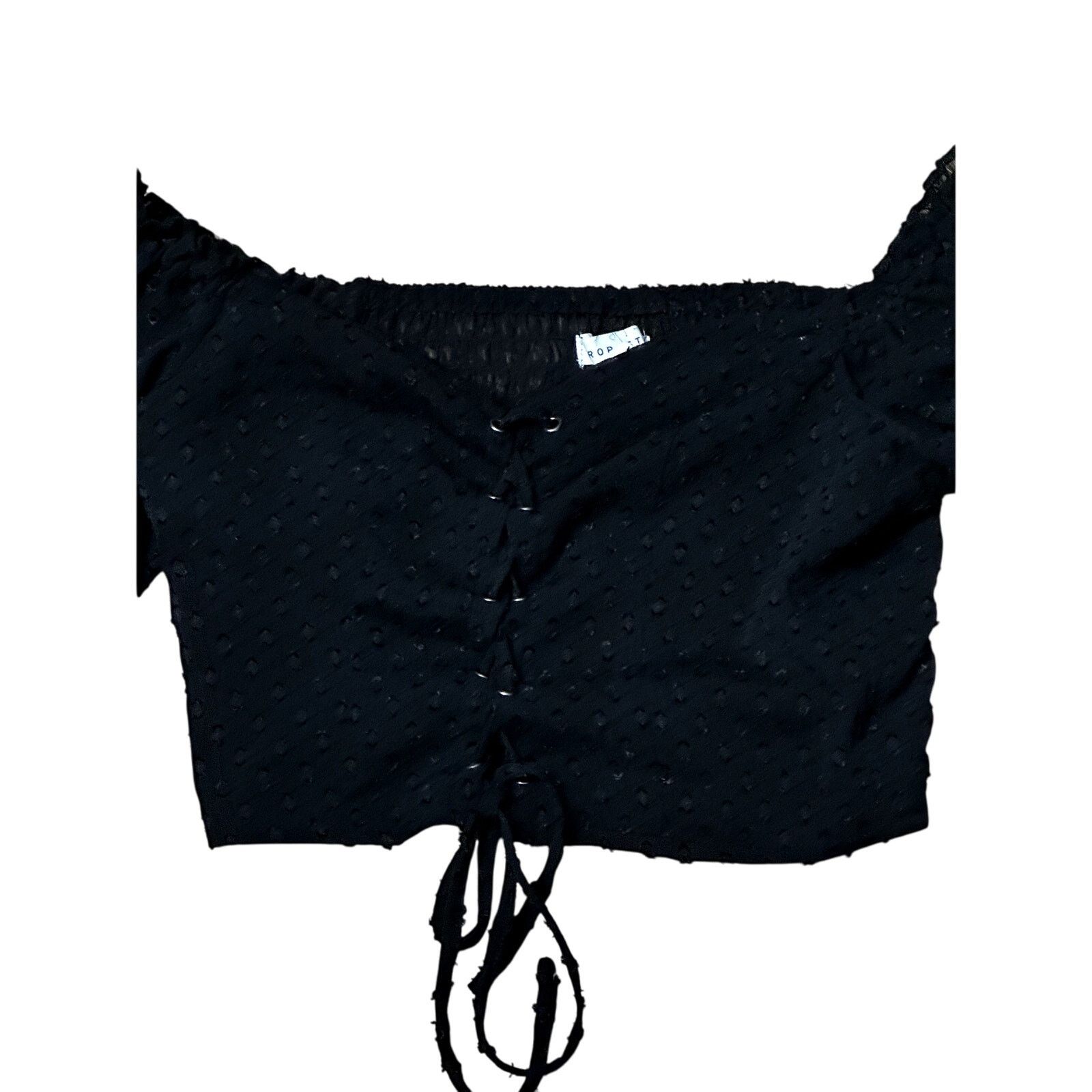 Aeropostale Aeropostale Cropped Top Lace Up Off Shoulder Black W S NWOT Size S / US 4 / IT 40 - 3 Thumbnail