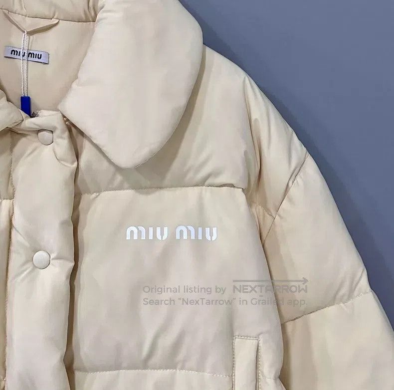 Miu Miu Miu Miu 42 Cheese color logo down jacket Size L / US 10 / IT 46 - 4 Thumbnail