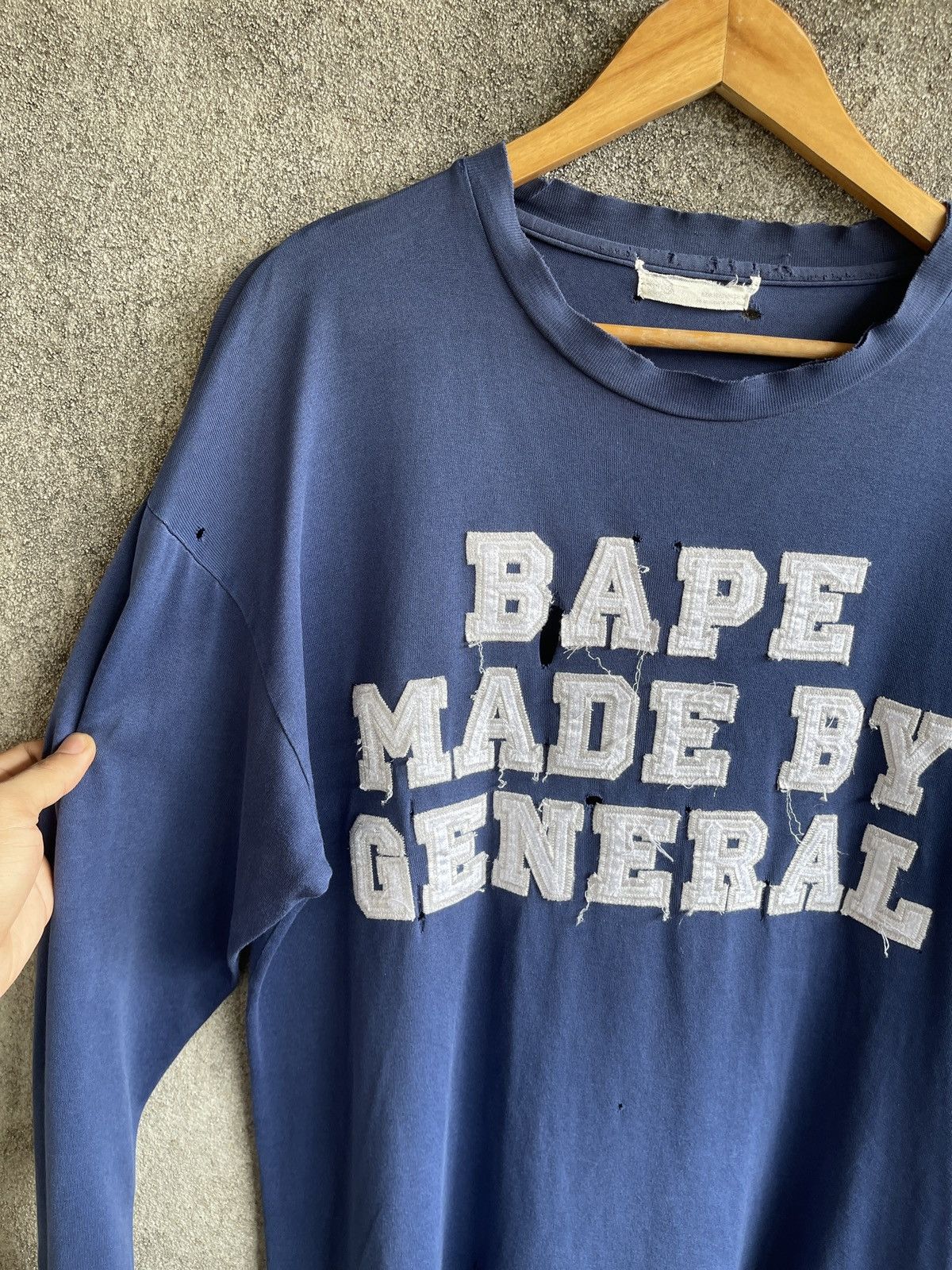 Bape Vintage 90s BAPE MADE BY GENERAL Thrashed Faded Long Sleeve Size US L / EU 52-54 / 3 - 7 Thumbnail
