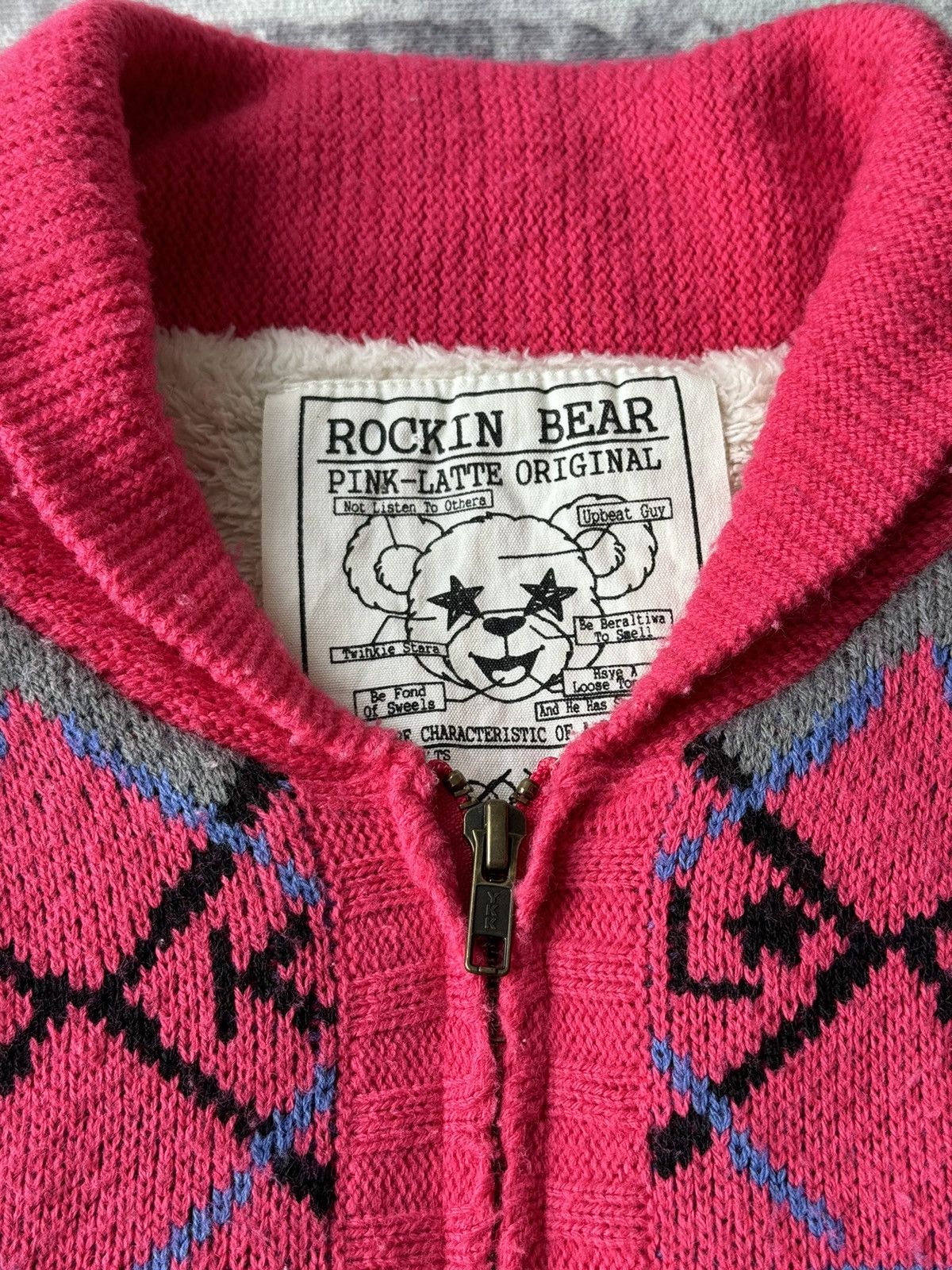 Japanese Brand Vintage Rockin Bear Knit Zipper Jacket / Hysteric Size US XS / EU 42 / 0 - 7 Thumbnail