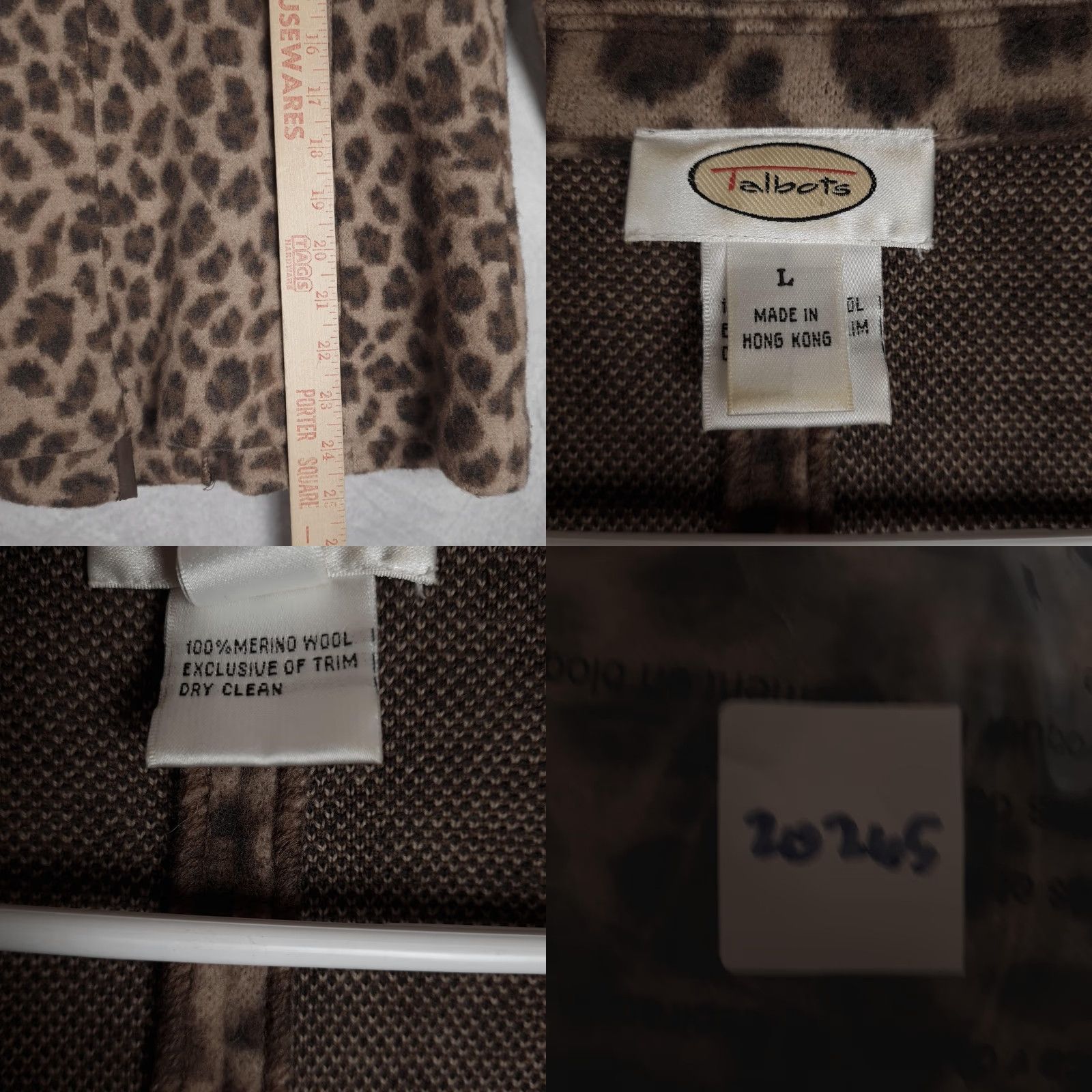 Talbots Talbots Blazer Women's Large Brown Leopard Print 100% Merino Wool Jacket Tailored Size L / US 10 / IT 46 - 11 Thumbnail