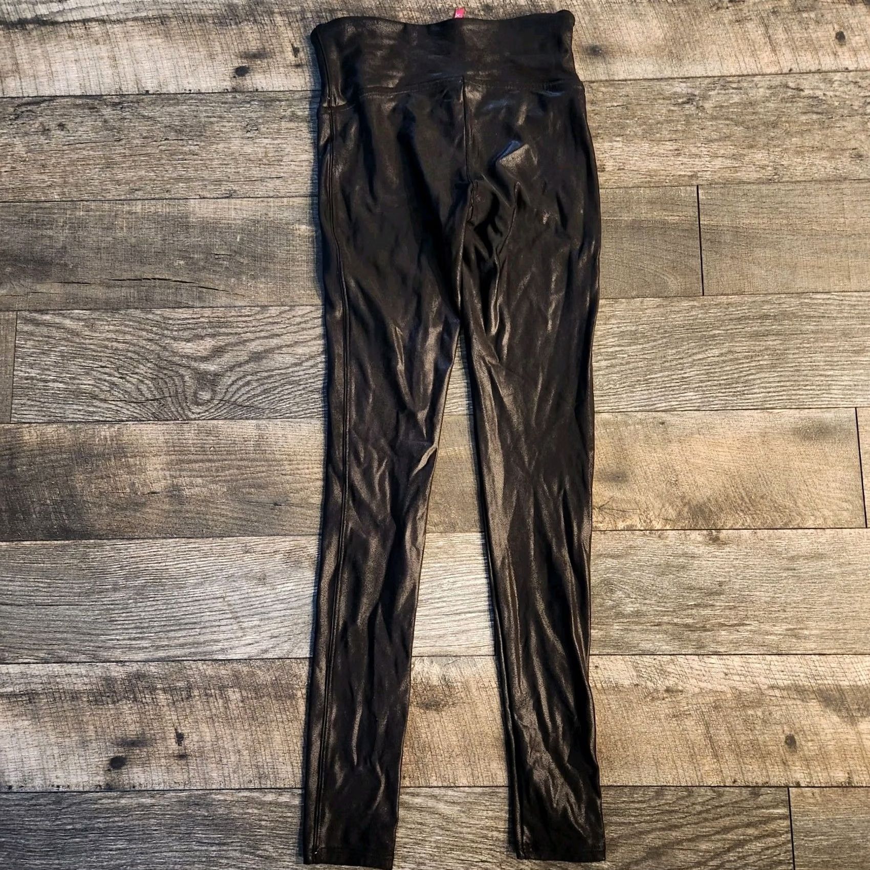 Spanx Spanx Red Label High Waist Faux Leather Leggings Small Black Sheen Shiny Size 28" / US 6 / IT 42 - 6 Thumbnail