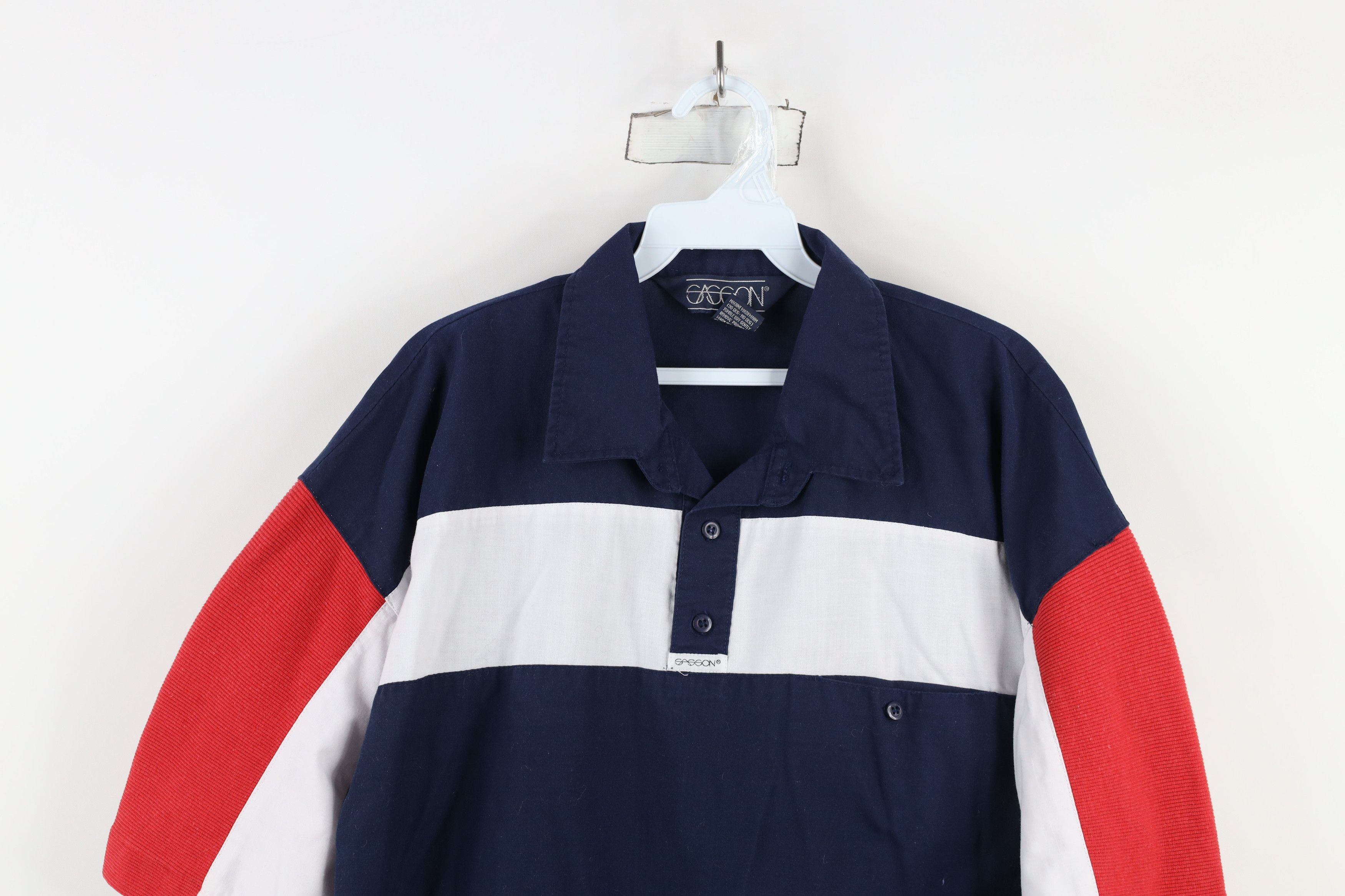 Vintage Vintage 90s Streetwear Block Collared Pullover Polo Shirt Size US L / EU 52-54 / 3 - 2 Thumbnail