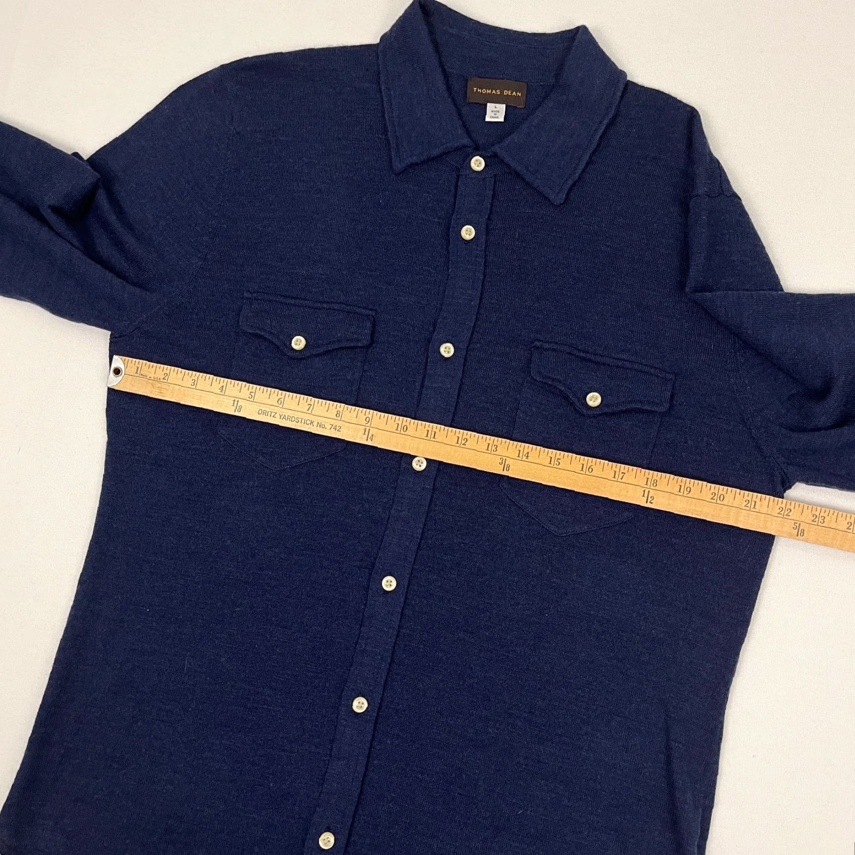 Vintage Thomas Dean Sweater Men Large Blue Wool Blend Button Up Office Casual Dress Prep Size US L / EU 52-54 / 3 - 5 Thumbnail