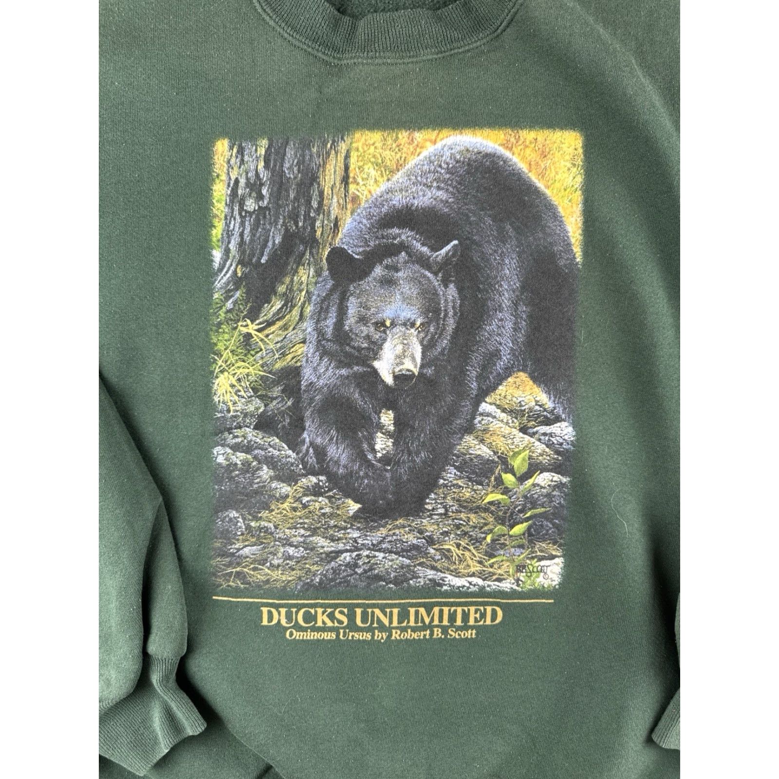 Vintage VINTAGE Ducks Unlimited Black Bear Nature Wildlife Sweatshirt Marathon 2XL Black Forest Green Crew Neck Long Sleeve Mens 90s Outdoor Nature Pullover Size US XXL / EU 58 / 5 - 4 Thumbnail
