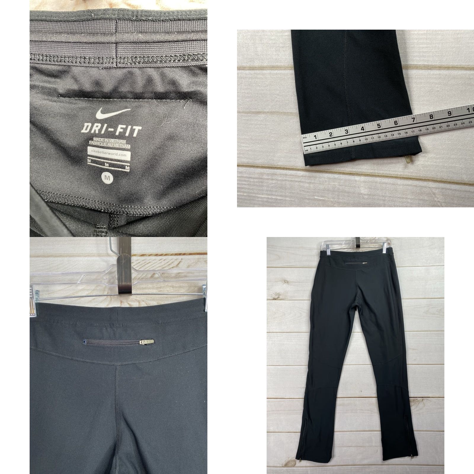 Nike Nike Dri-FIT Leggings Womens M Black Reflective Running Yoga Gym Pants Size 32" / US 10 / IT 46 - 8 Thumbnail
