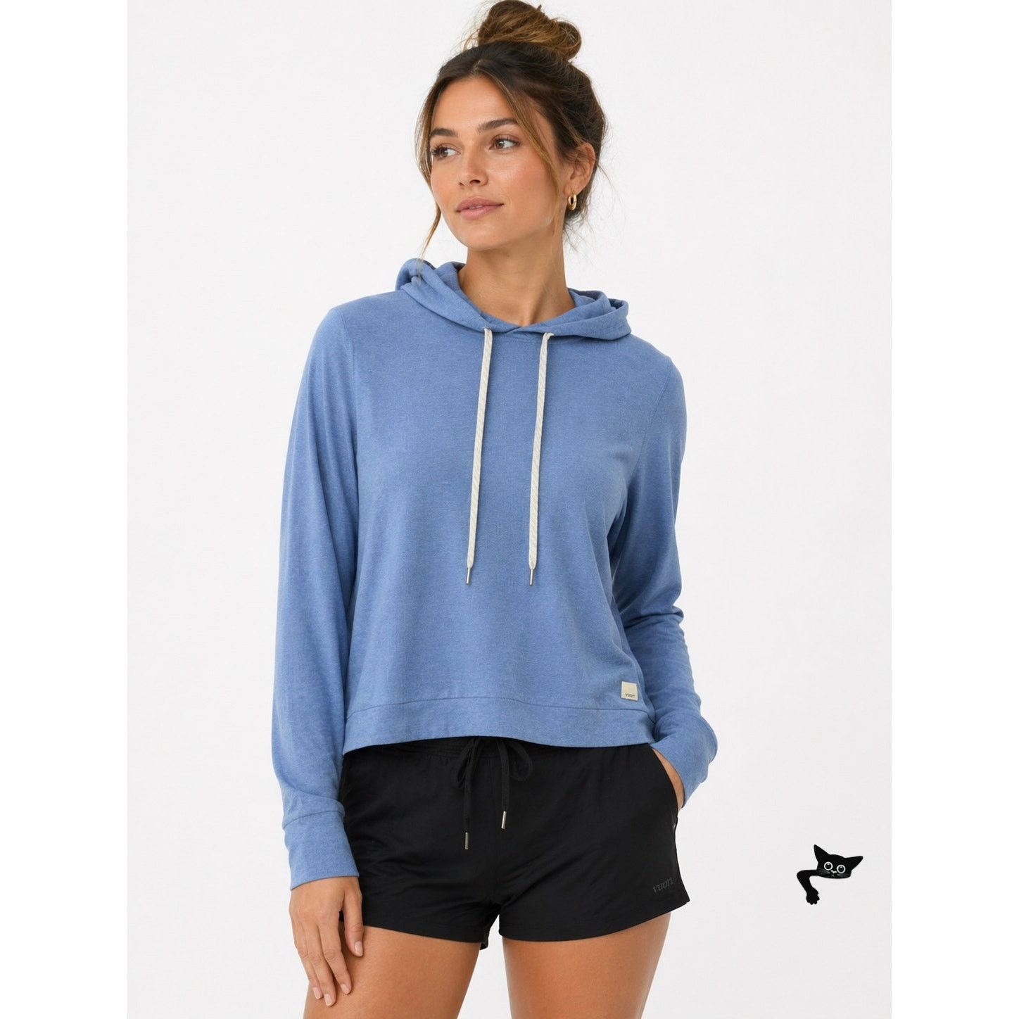 Vuori Vuori Blue Hooded Crop Sweater XS Light Long Sleeve Pullover Size XS / US 0-2 / IT 36-38 - 4 Thumbnail