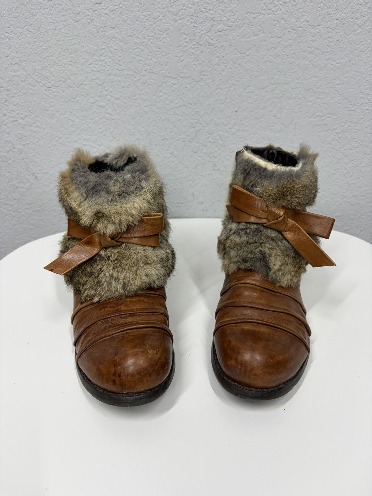 If Six Was Nine Vintage 00s Guidi CCP Style Fur Faux Leather Biker Boots Size US 8 / EU 41 - 8 Thumbnail