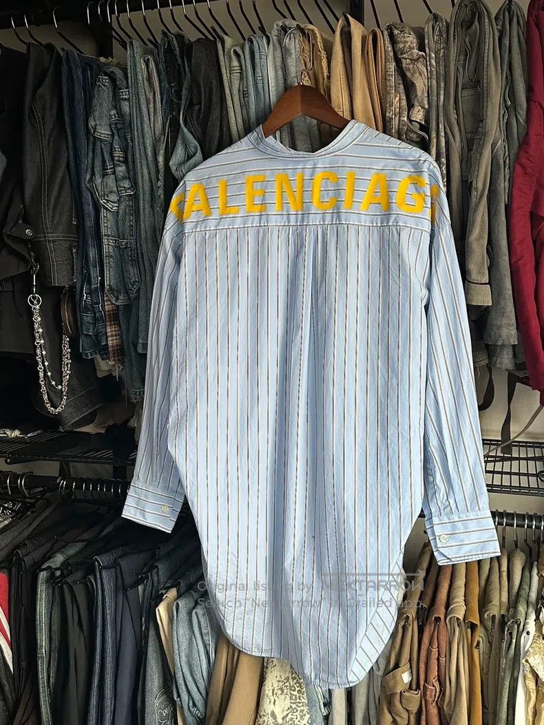 Balenciaga Balenciaga Blue Striped Shirt Size XXS / US 00 / IT 34 - 1 Thumbnail