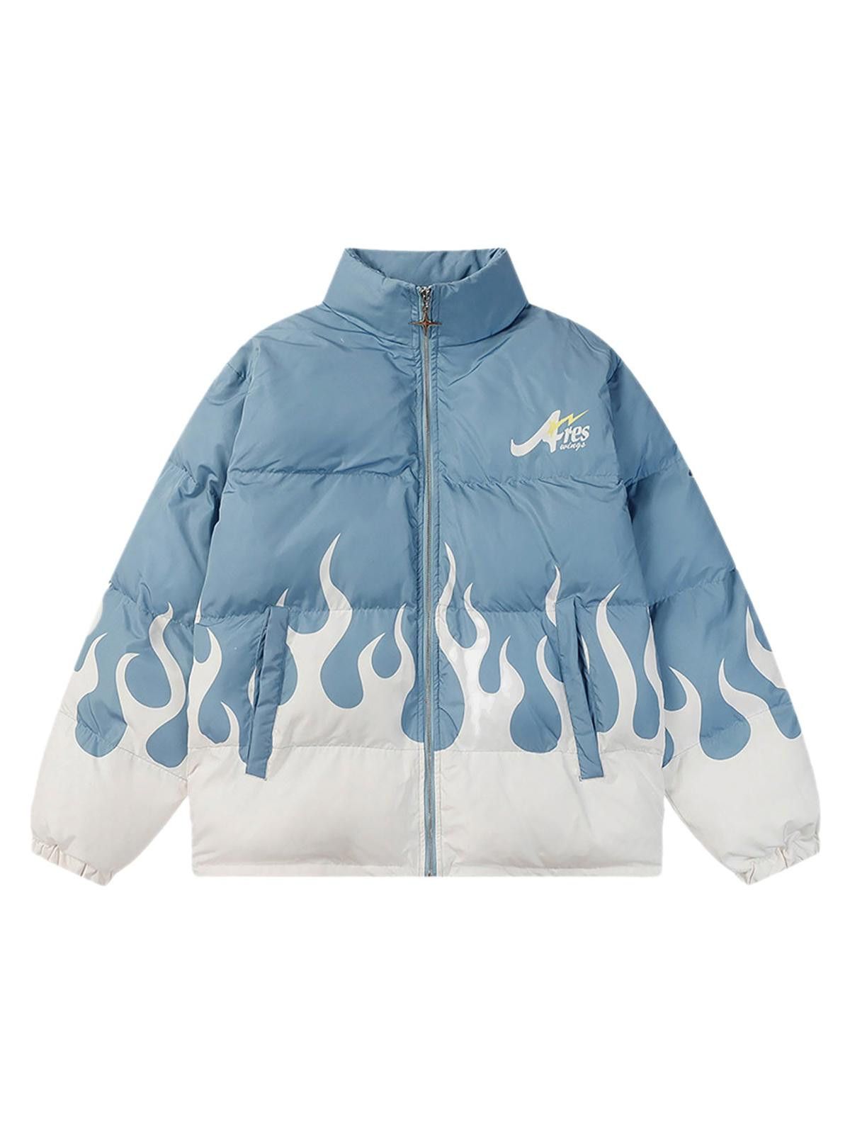 Japanese Brand Flame Print Cotton Padded Jacket, Winter Jacket Size US M / EU 48-50 / 2 - 1 Thumbnail
