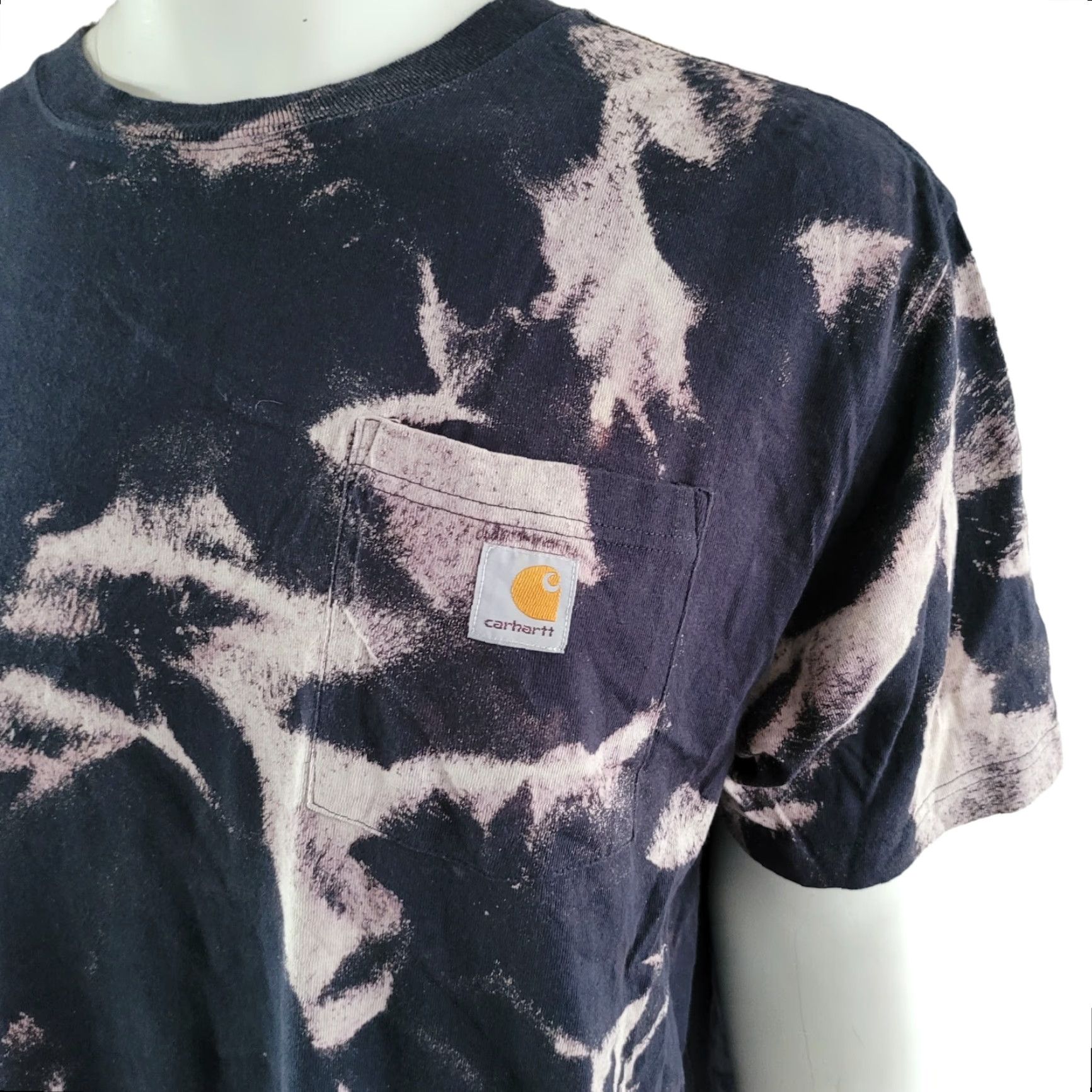 Carhartt VINTAGE Carhartt T-Shirt Navy Blue | Front Pocket Logo | Size L | Tie-Dye | Men Size US L / EU 52-54 / 3 - 2 Thumbnail