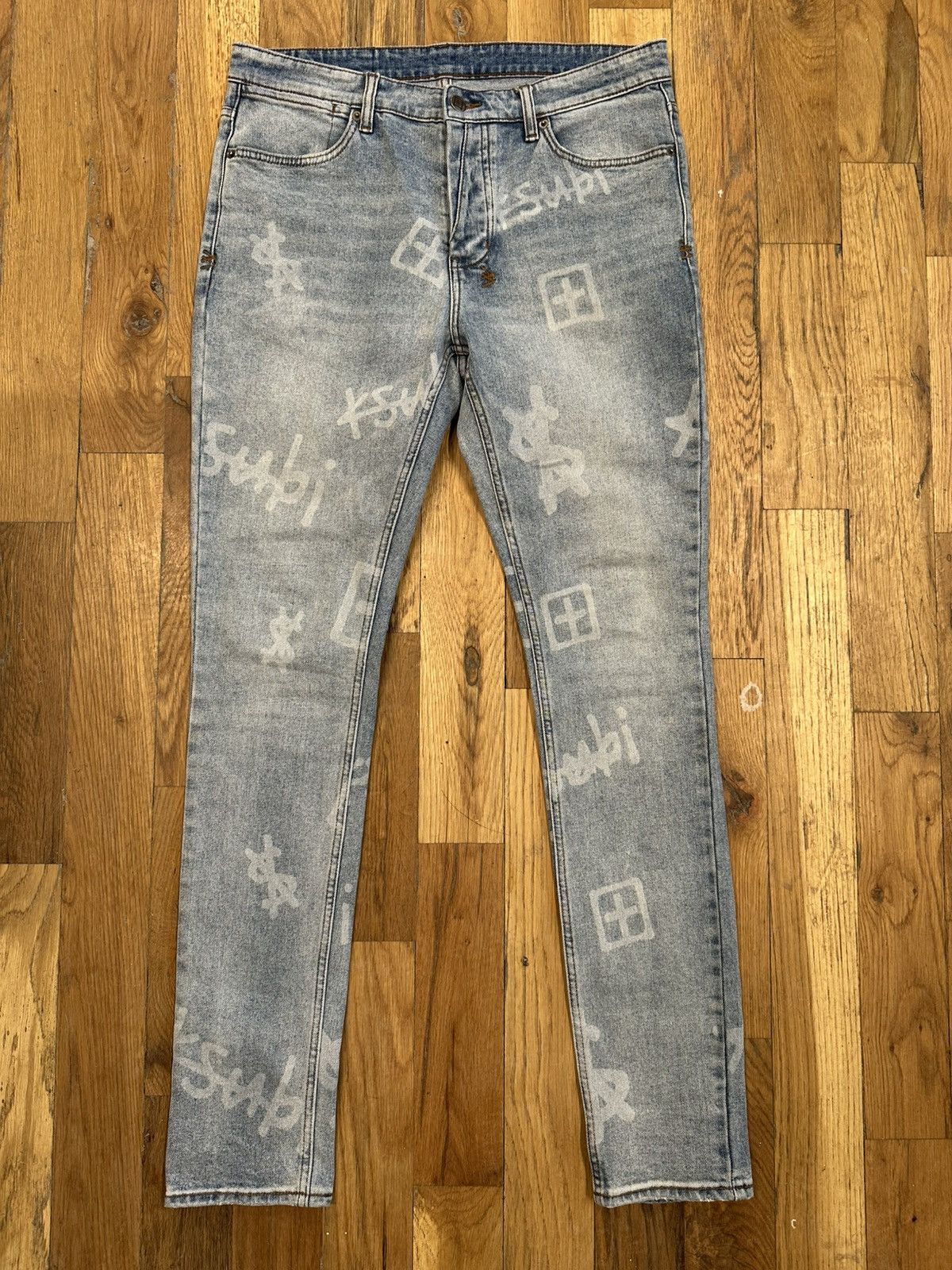 Ksubi Ksubi AOP Logos Blue Denim Jeans Size 34 Size US 34 / EU 50 - 1 Thumbnail