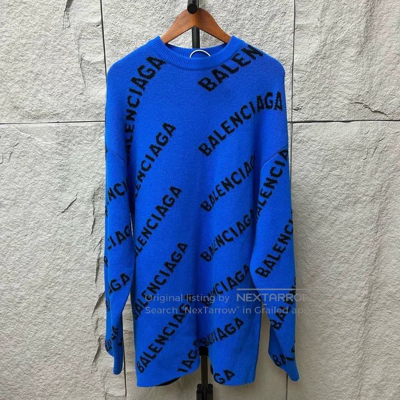 Balenciaga Balenciaga Klein Blue Barrage Full Print Oblique Letter Lo Size US S / EU 44-46 / 1 - 1 Thumbnail
