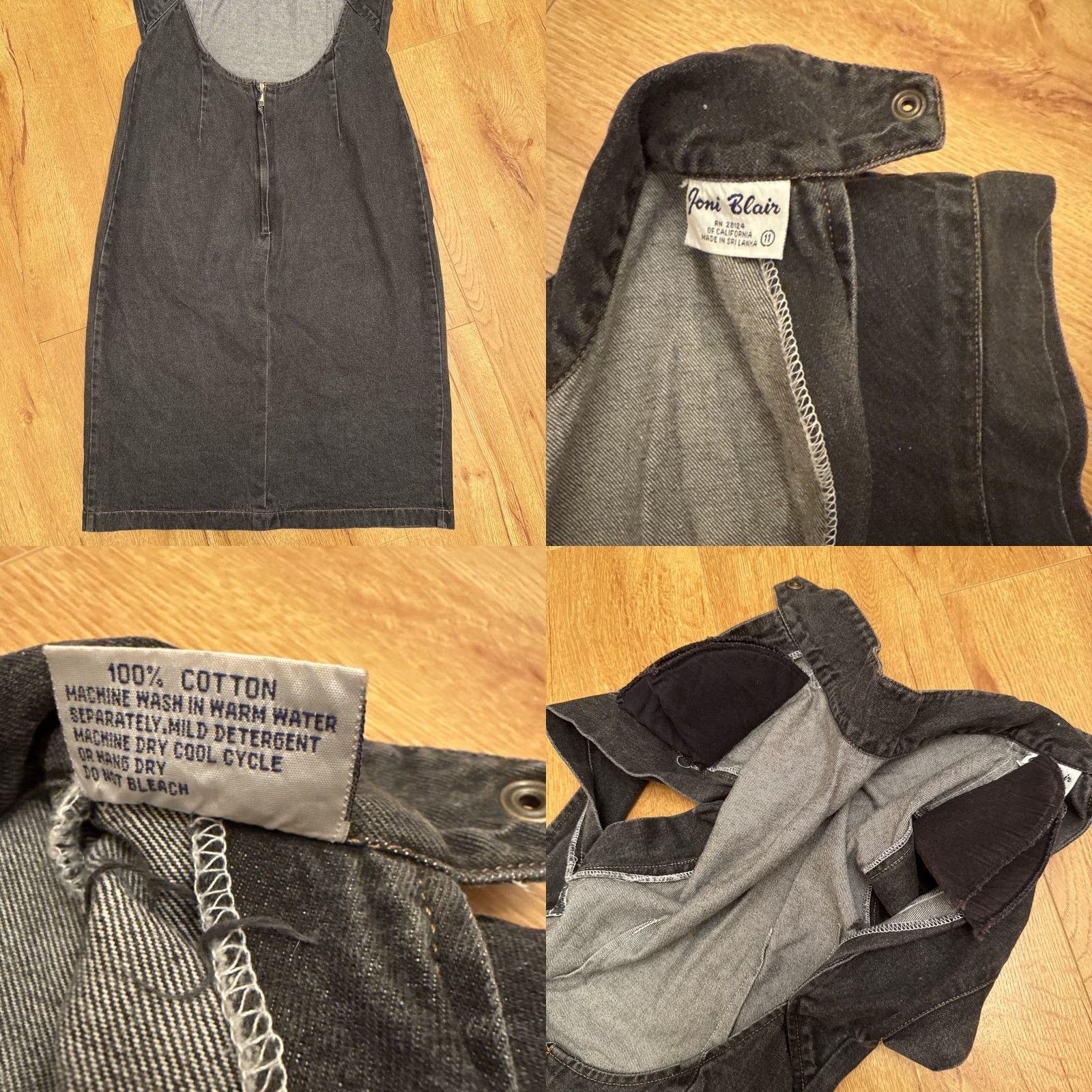 Blair VINTAGE JONI BLAIR 80s Dress Open Back Black Cotton Bohemian High Waisted Size 11 Women Size L / US 10 / IT 46 - 8 Thumbnail