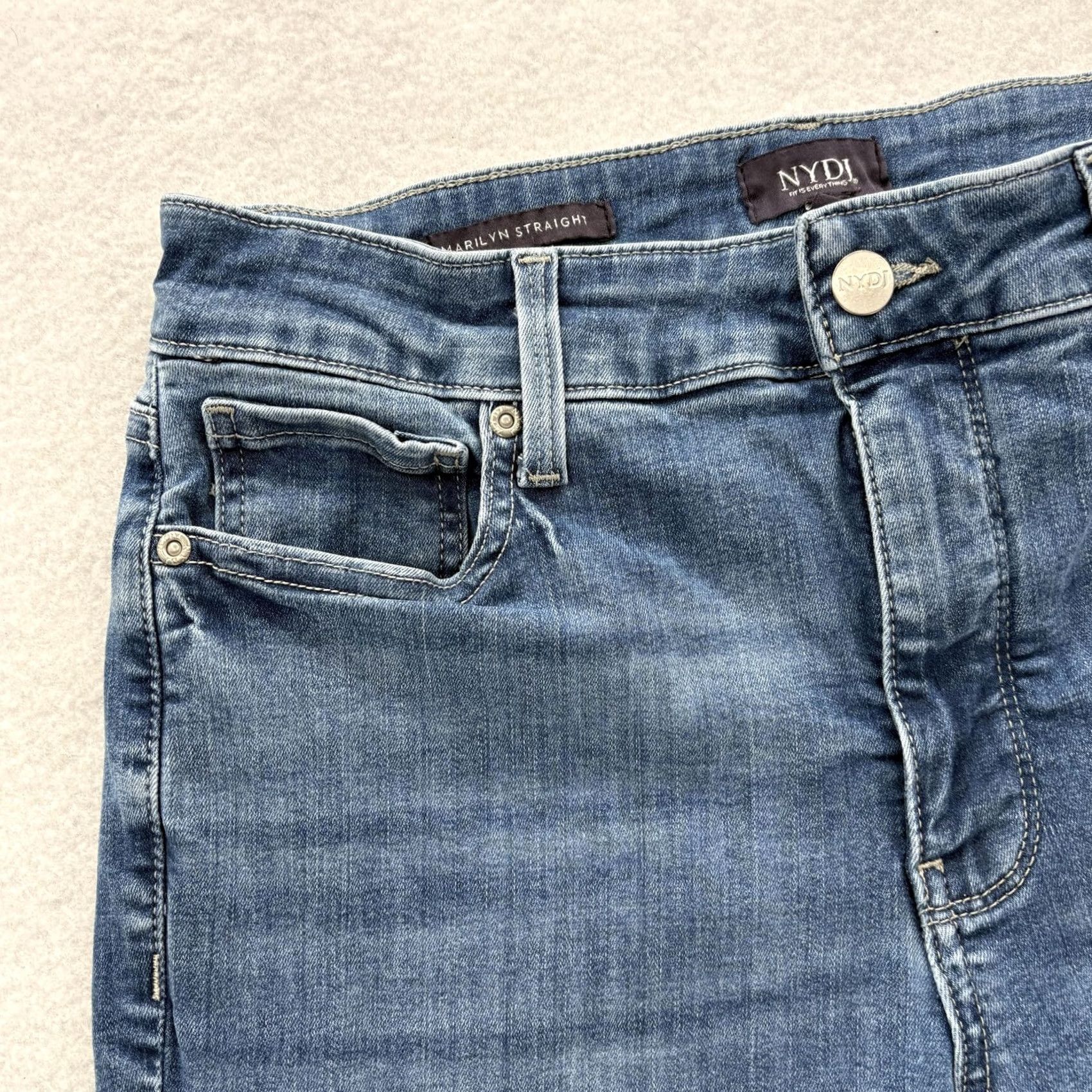 NYDJ NYDJ Marilyn Straight Jeans Womens 6 Blue Stretch Denim Size 28" / US 6 / IT 42 - 4 Thumbnail