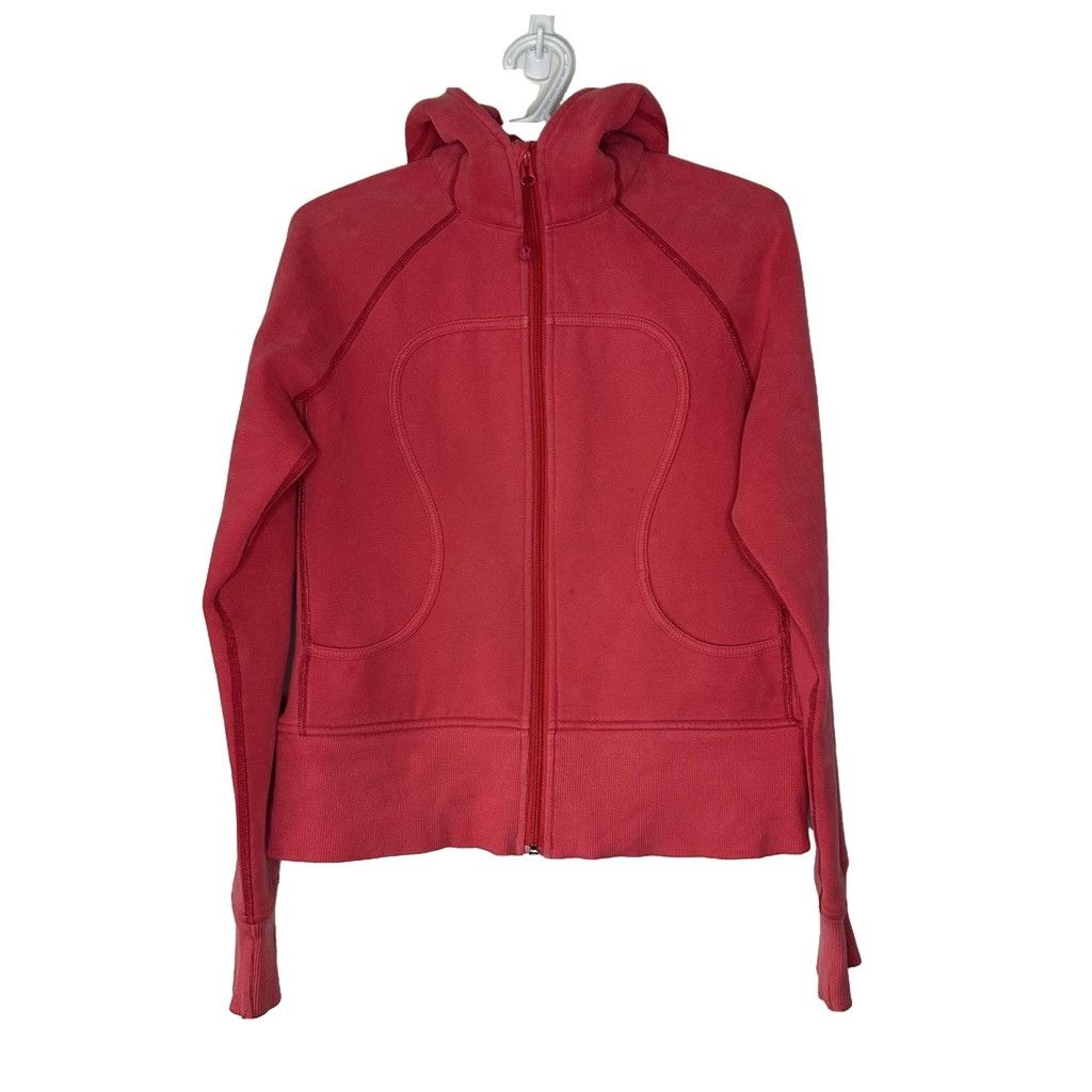 Lululemon Scuba Full Zip Hoodie Crop 8 Red No Thumb Holes Tops