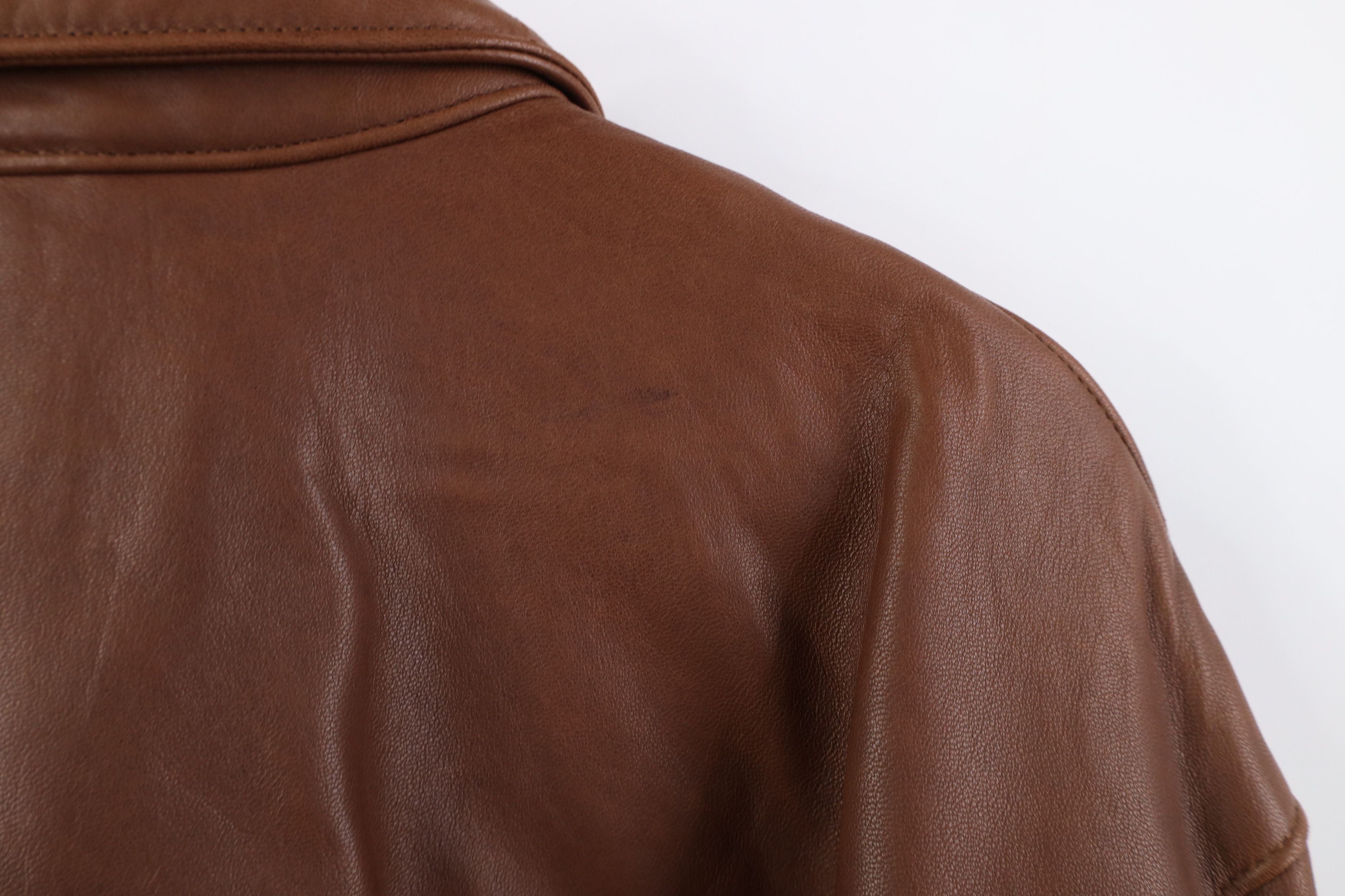 Vintage Vintage 90s Y2K Streetwear Leather Cafe Bomber Jacket Brown Size US M / EU 48-50 / 2 - 12 Thumbnail