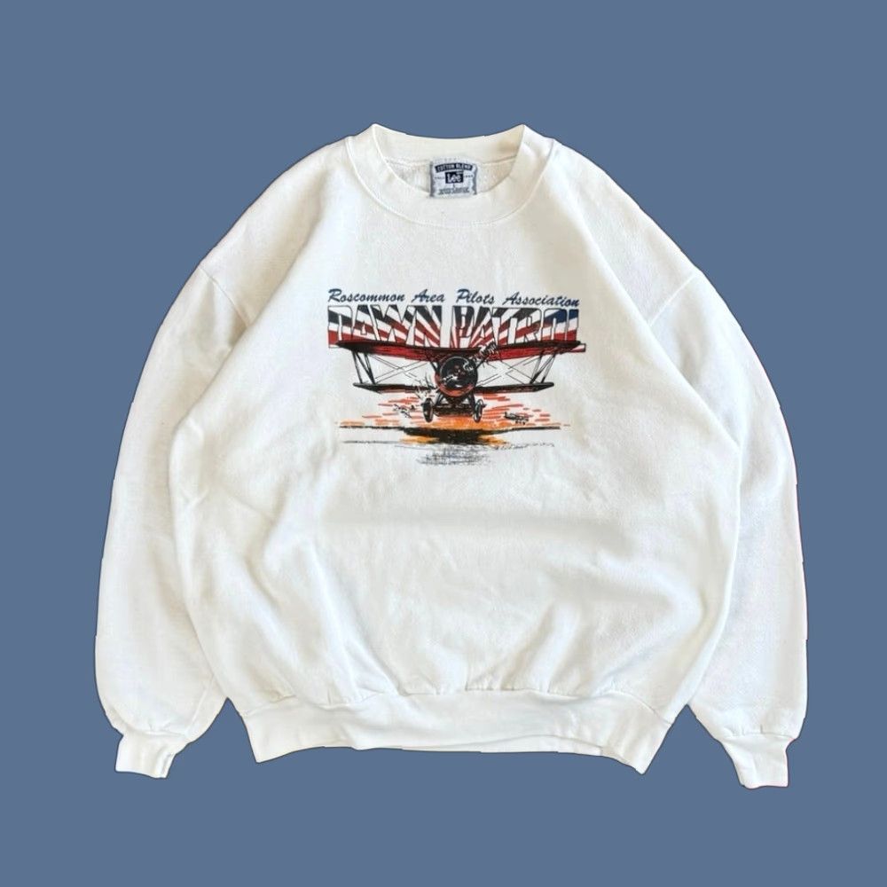 Lee VINTAGE 90s Pilots Association Dawn Patrol Crewneck Sweatshirt Lee Size L White Men Sweatshirt Planes 90s Size US L / EU 52-54 / 3 - 1 Thumbnail