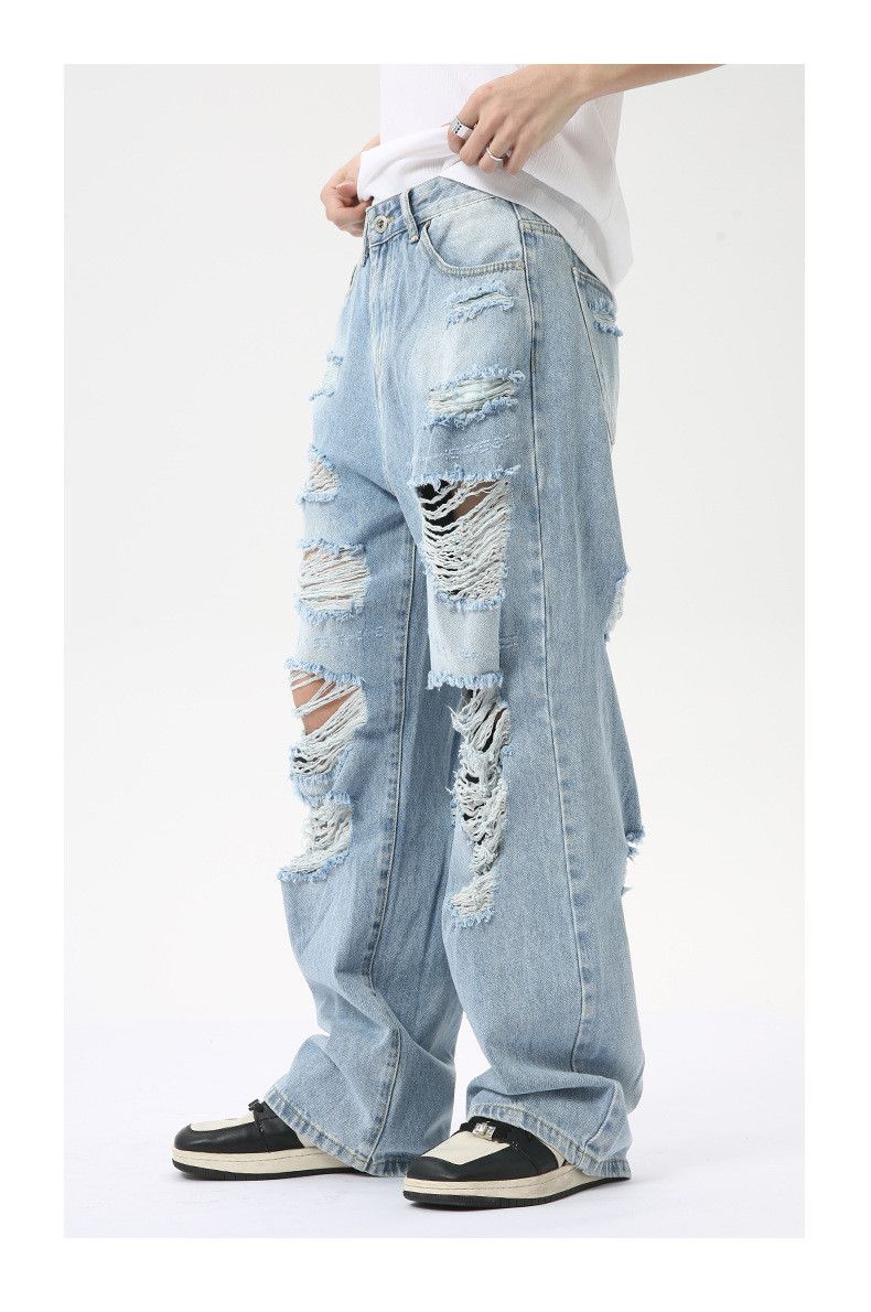 Vintage Men's heavy-duty distressed casual loose ripped jeans Size US 32 / EU 48 - 3 Thumbnail
