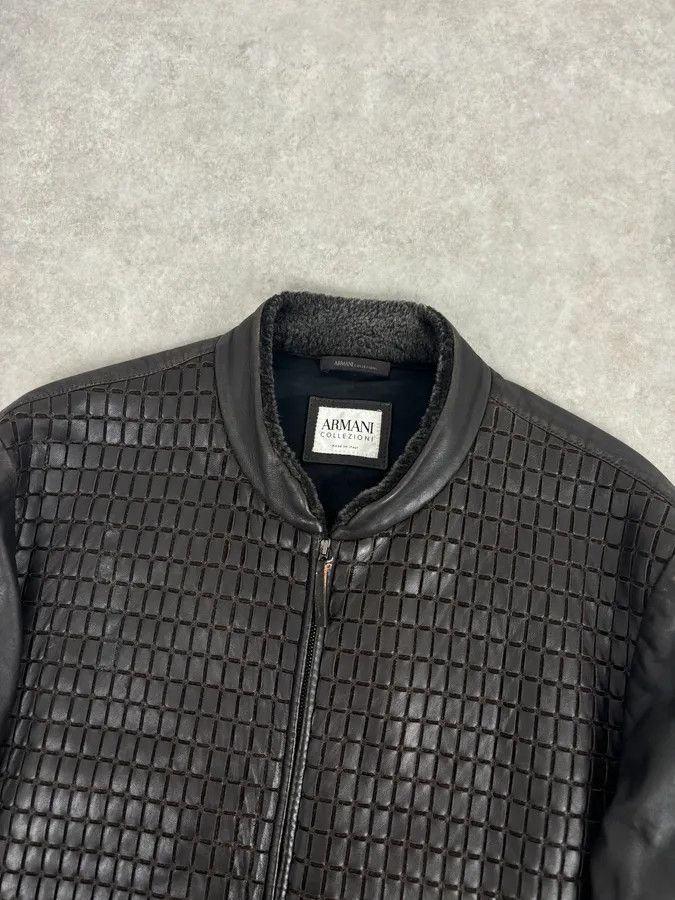 Armani Collezioni Armani Collezioni Brown Leather Quilted Bomber Jacket Size US L / EU 52-54 / 3 - 4 Thumbnail