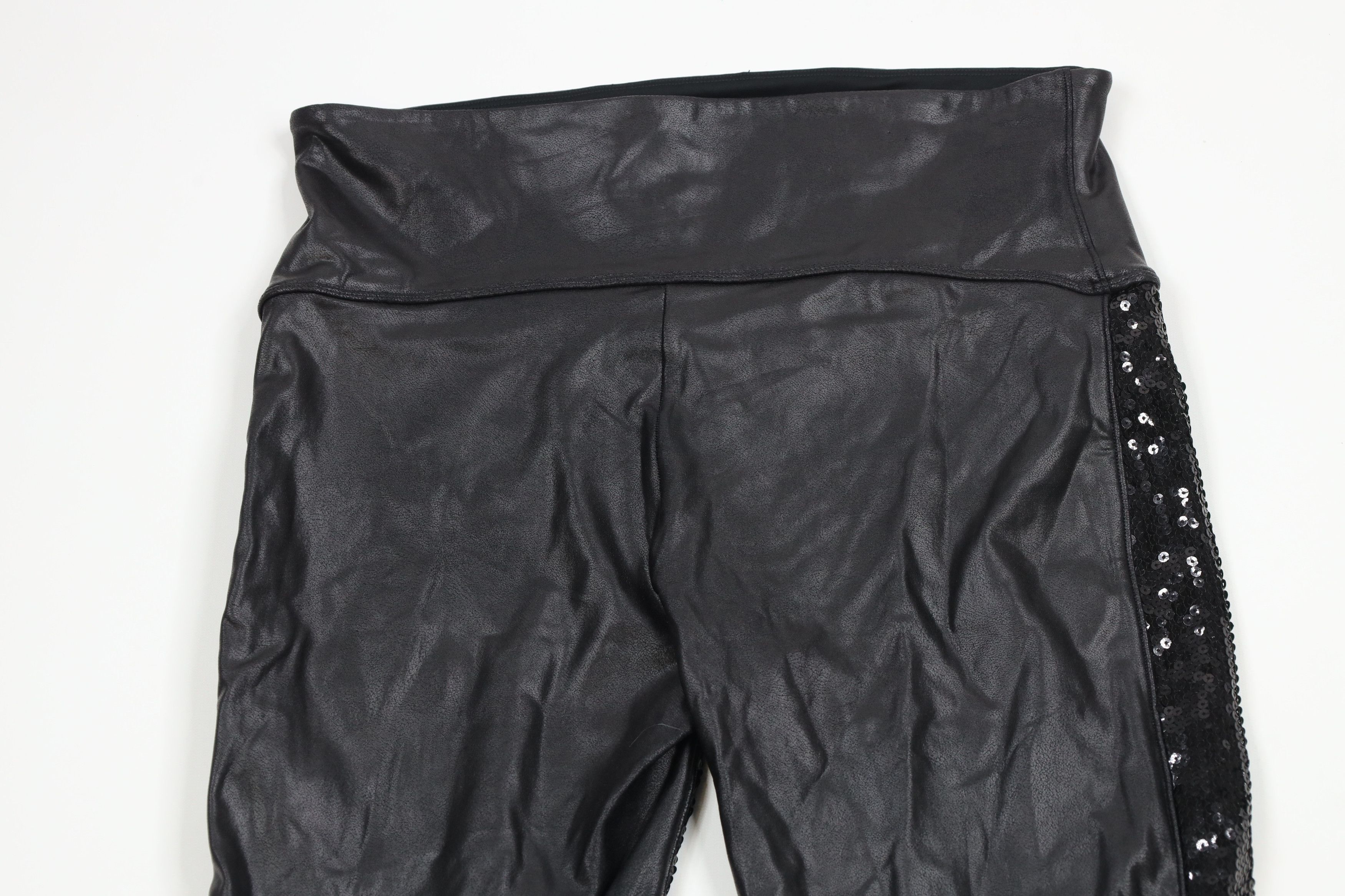 Spanx × Vintage Spanx Faux Leather Sequined Stretch Shapewear Leggings Black Size 30" / US 8 / IT 44 - 7 Thumbnail