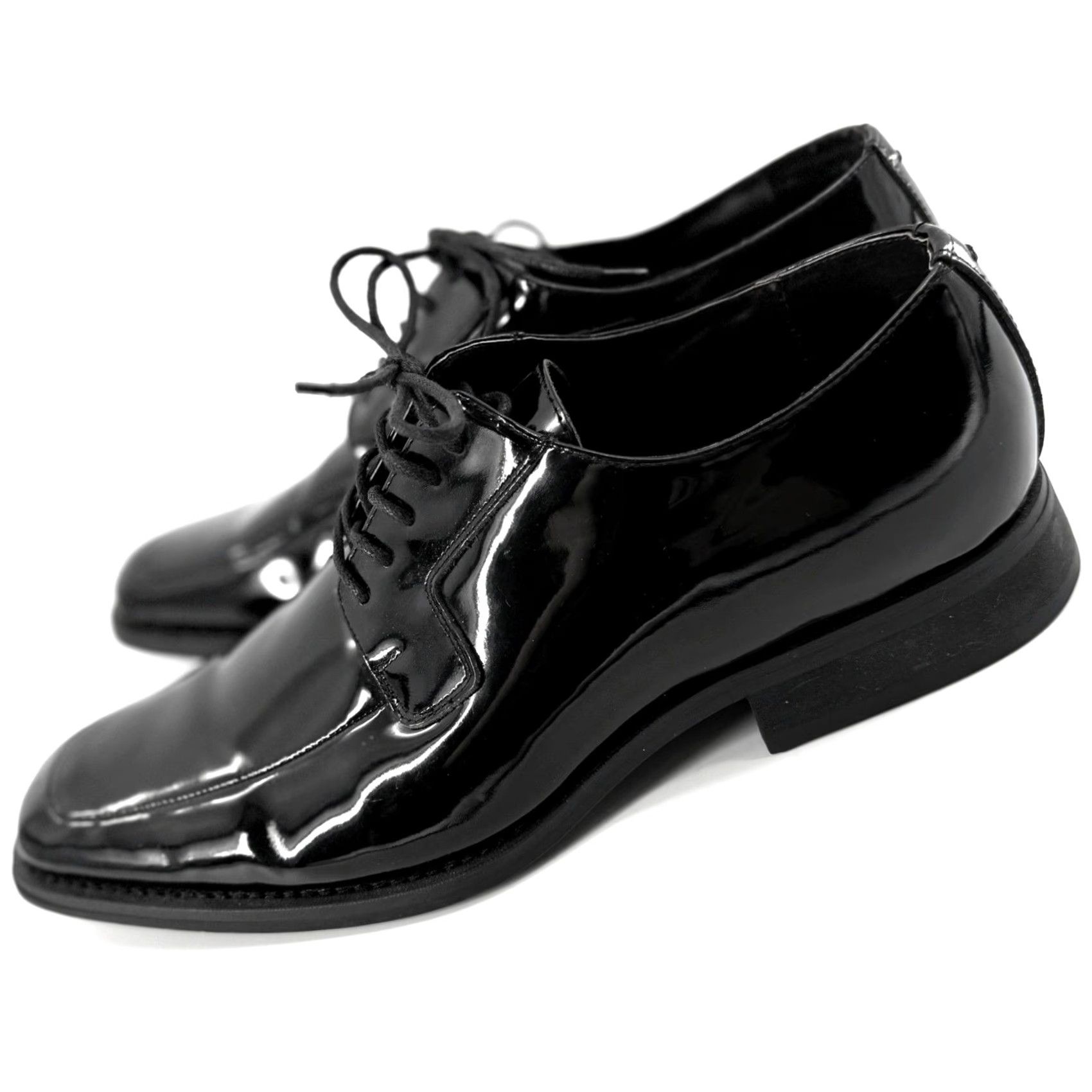 Vintage Studio Via Spiga Mens Laconi Oxford D Dress Patent Leather Black 10.5 D Square Toe Formal Shoes Size US 11 / EU 44 - 6 Thumbnail