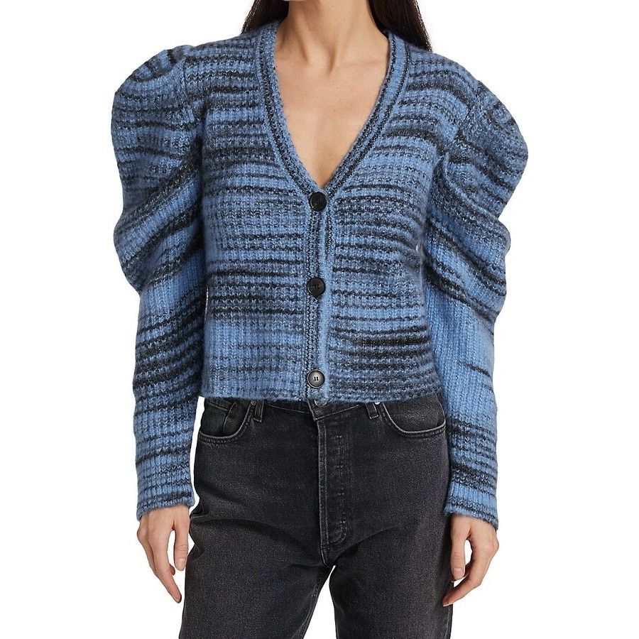 NAADAM Naadam Space-Dye Puff-Sleeve Alpaca Blend Cardigan Sweater L Size L / US 10 / IT 46 - 1 Thumbnail