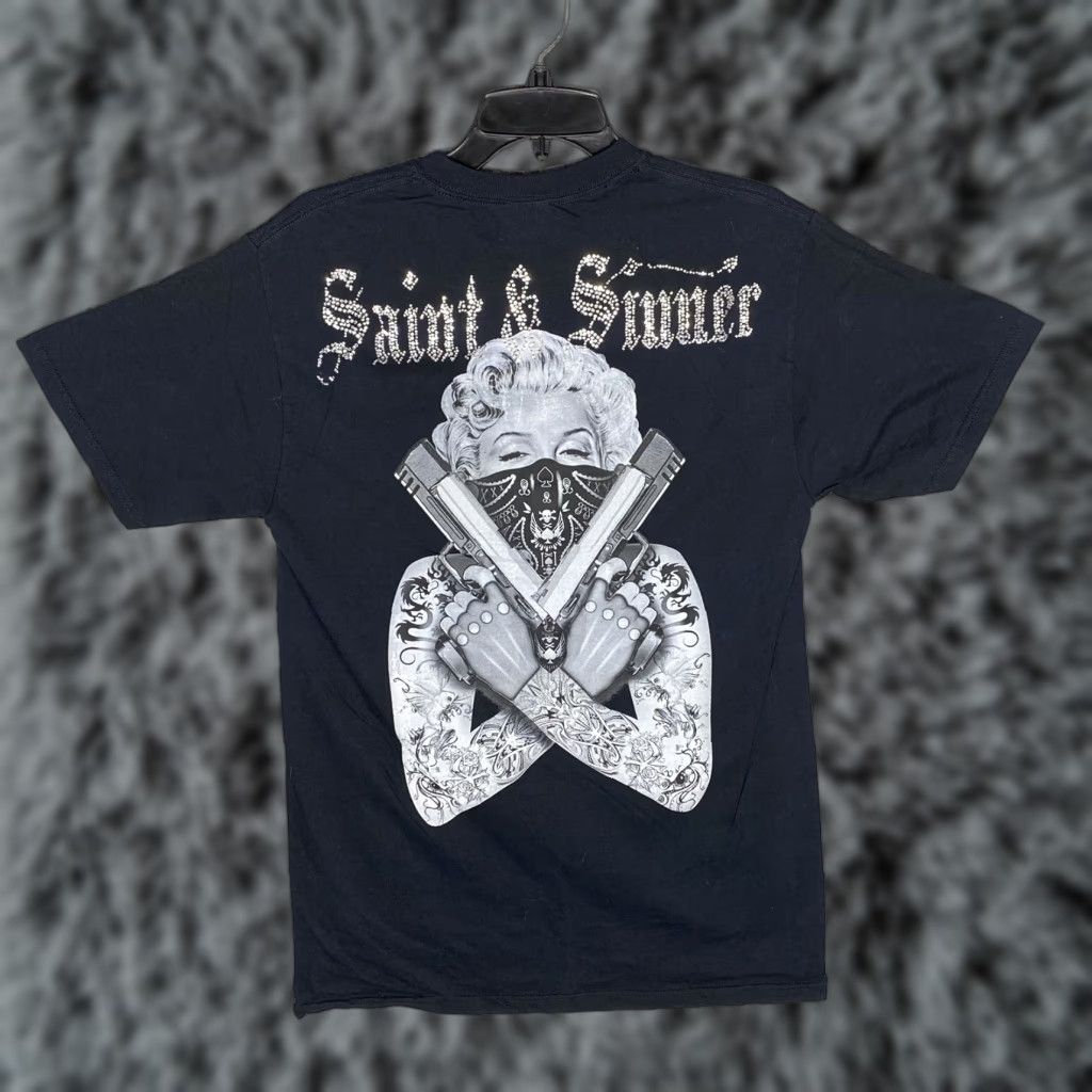 Fruit Of The Loom VINTAGE Fruit of the Loom Men's Medium Daytona Beach Bike Week 2013 Saint & Sinner T-Shirt Crew Neck Cotton Black Size US M / EU 48-50 / 2 - 1 Thumbnail