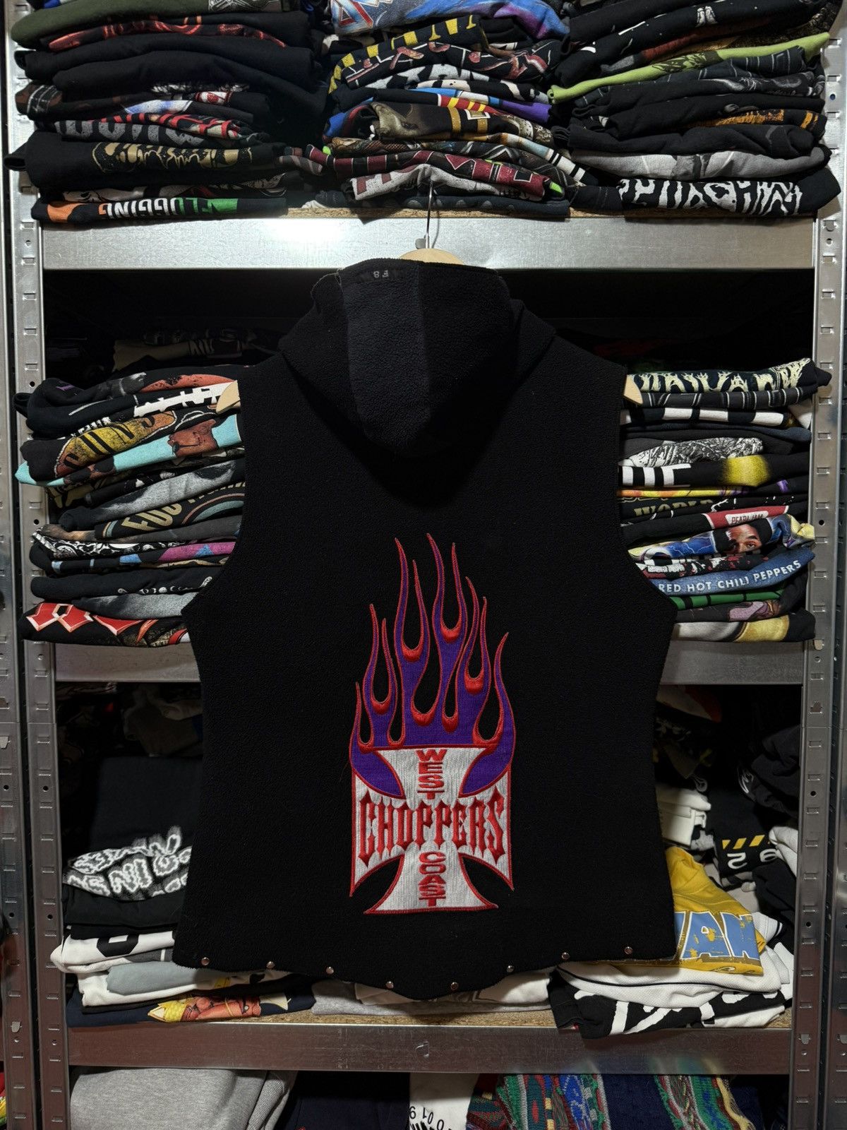 West Coast Choppers Vintage 90’s West Coast Choppers Flame Hooded Vest Y2K Hype Size US M / EU 48-50 / 2 - 1 Thumbnail