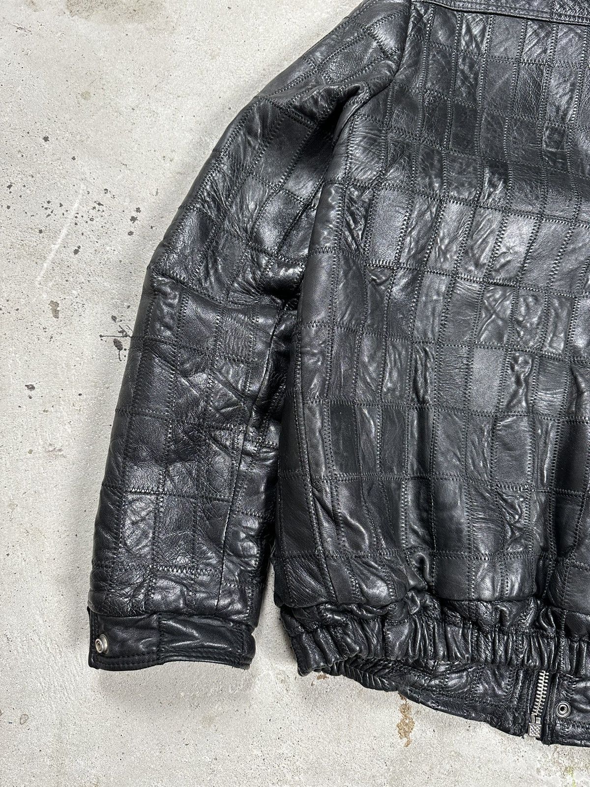 Vintage Vintage 90s Black Patchwork Leather Jacket Moto Size US M / EU 48-50 / 2 - 8 Thumbnail