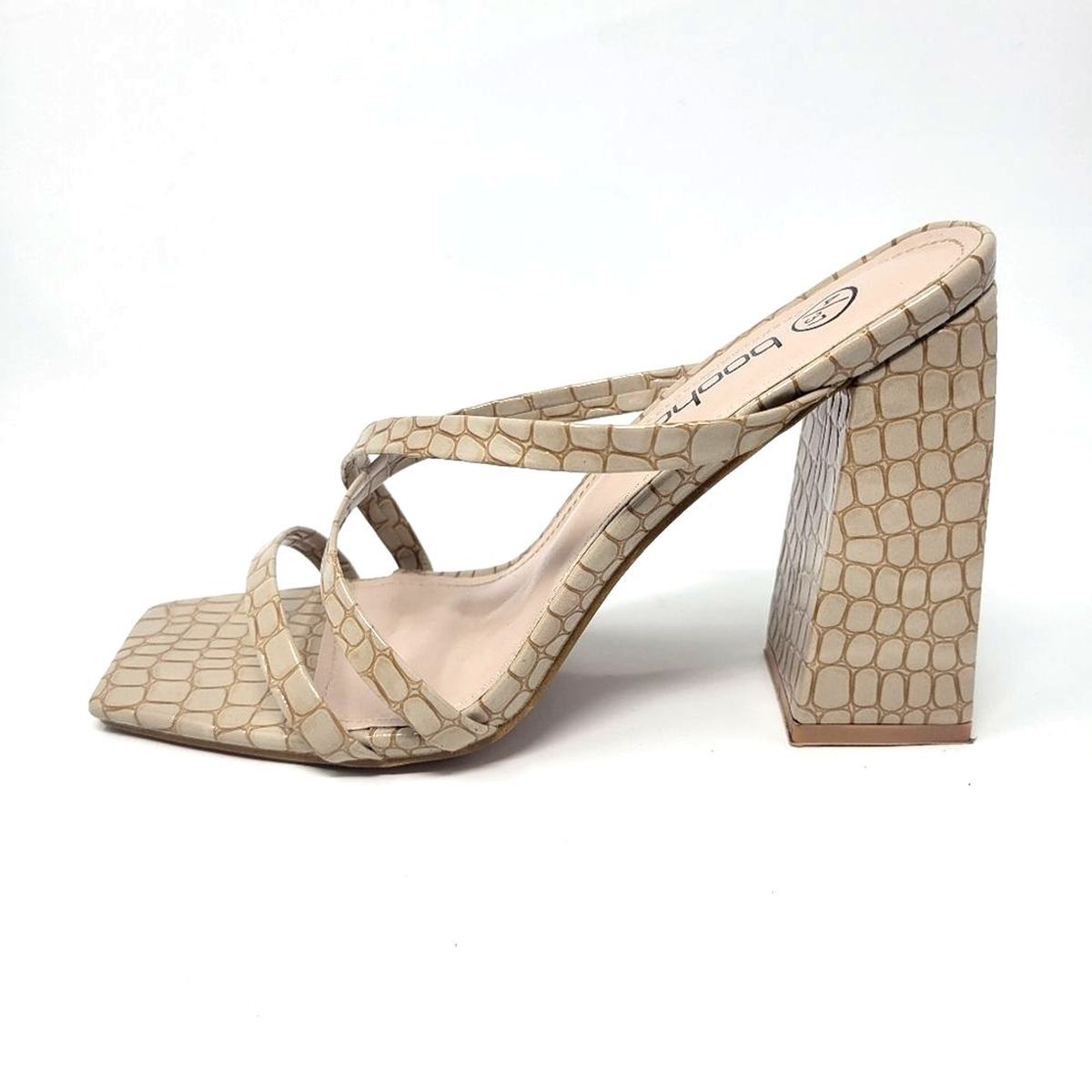 Boohoo Boohoo Faux Croc Strappy Block Heel Sandals Square Toe 6.5 Size US 6.5 / IT 36.5 - 4 Thumbnail