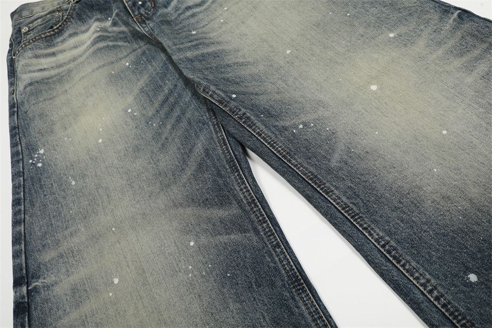 Vintage Men's ink-splashed vintage washed distressed scimitar jeans Size US 32 / EU 48 - 4 Thumbnail