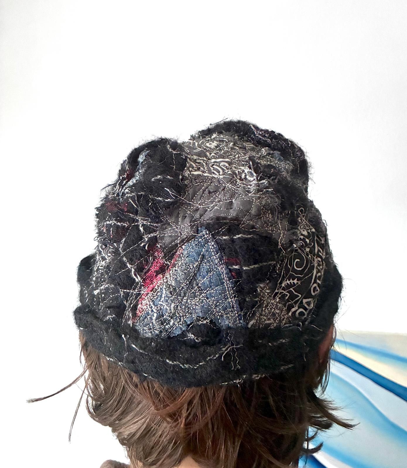 Issey Miyake Mohair Patchwork Winter Hat #23 Size ONE SIZE - 3 Thumbnail